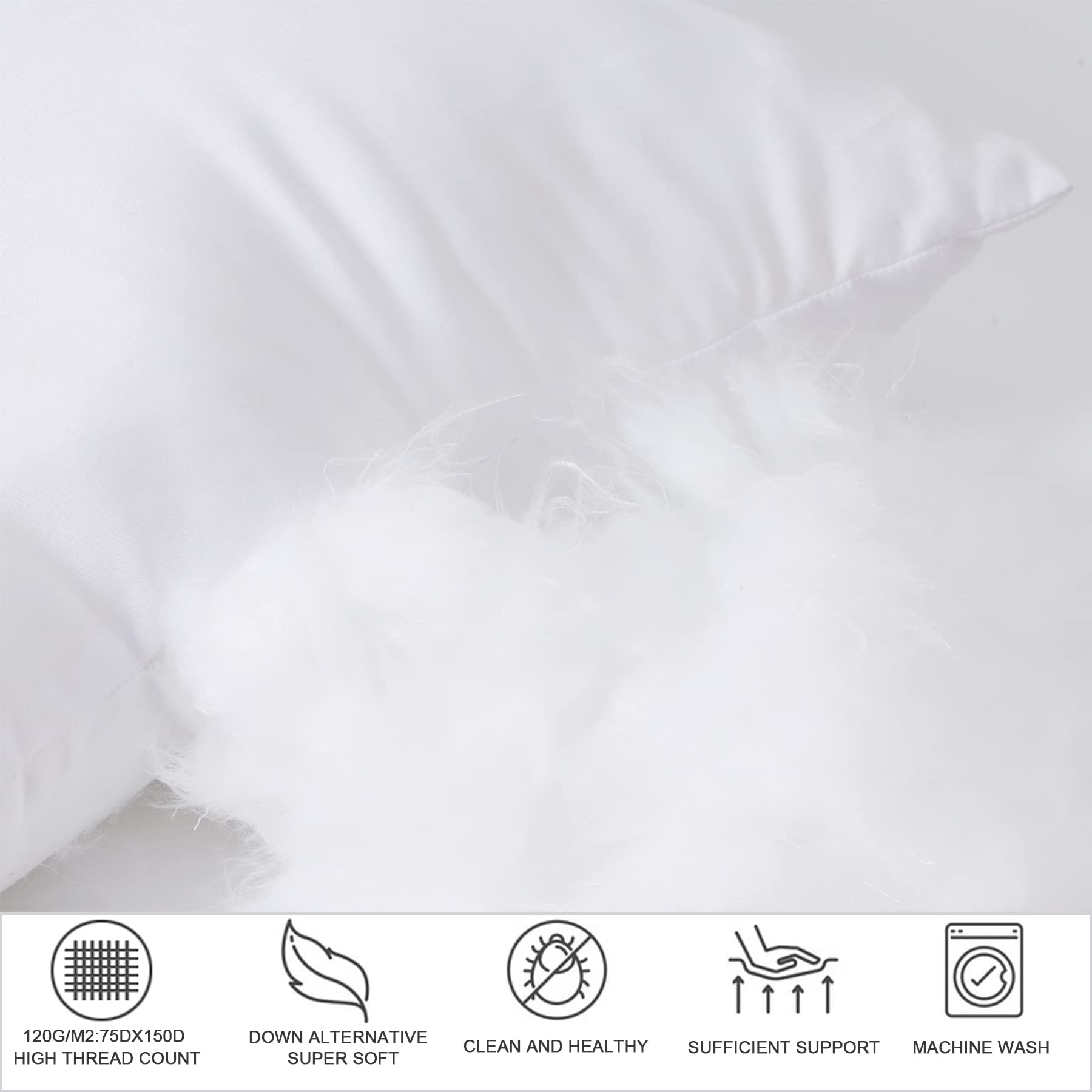 Guvar 18 x18 Pillow Inserts Set of 4 Down Alternative,Soft Pillows,Decorative Pillows for Couch,Throw Square Pillows Sofa,Sham Stuffer,Soft and Light Like Clouds(White)