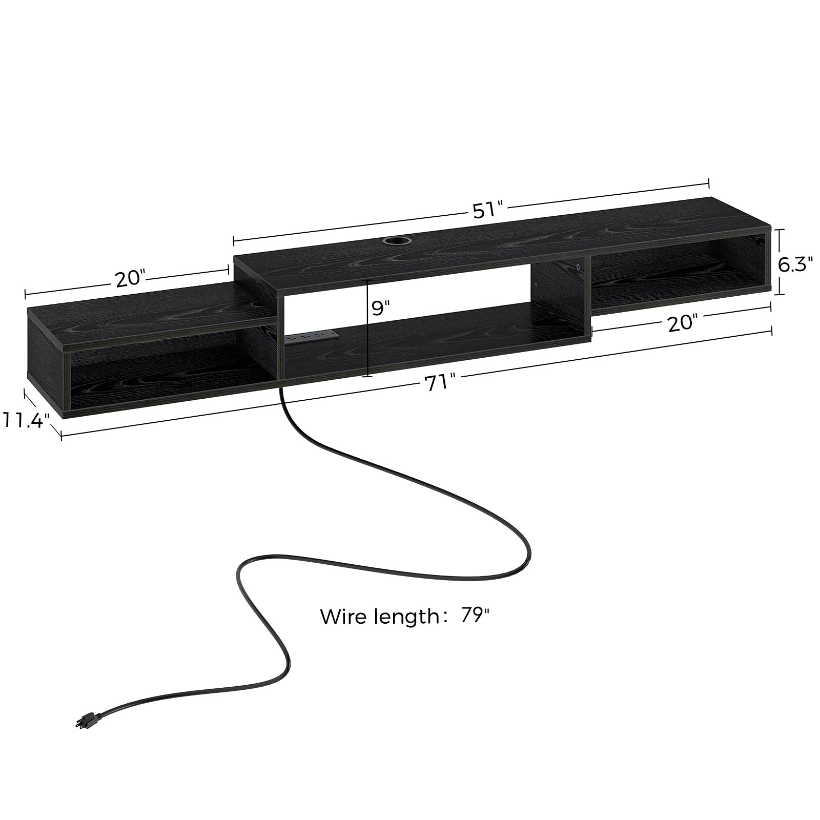 Rolanstar TV Stand with Power Outlet, 71