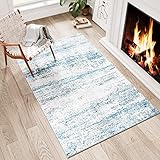 Picture of Dripex Faux Rabbit Fur Small Area Rug, 2x3 Washable Coastal Blue Fluffy Rugs,Stain Resistant Indoor Door Mat for Home Entrance, Non-Slip Fluffy Throw Rugs for Living Room Bedroom Kids Room