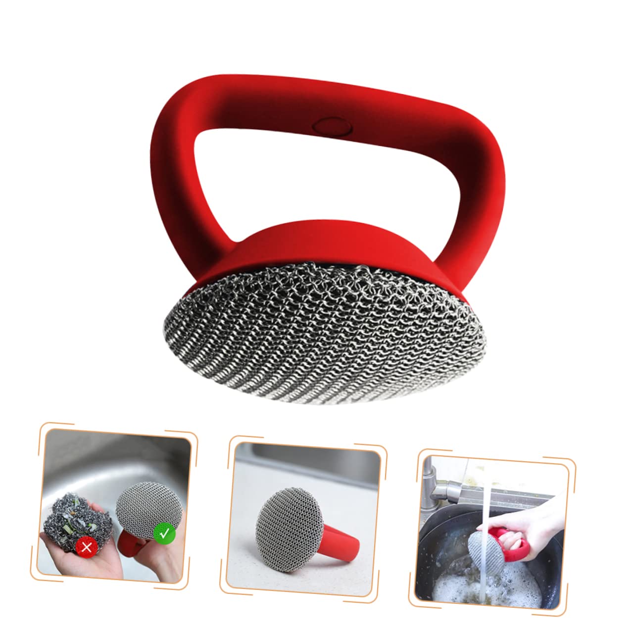 Cepillo de Acero Inoxidable para Cocina con Mango Largo, Resistente y Seguro para Lavar Ollas y Platos en Tareas Domésticas