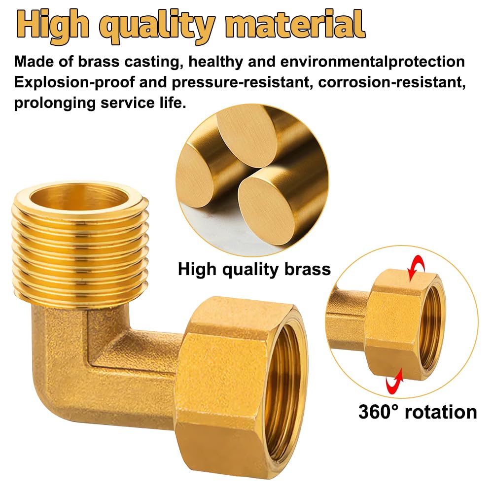 2x Messing Winkelverschraubung 90° 1/2 Zoll AG X IG – Mit O-Ring Für Wasser & Heizung
