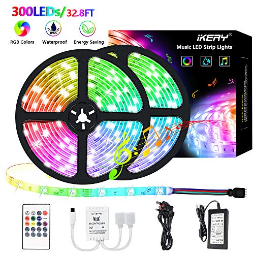 LED Strip Lights 32.8FT 10M Color-Changing Rope Lights - LED Tape Lights Sync to Music, Waterproof IP65 Dimmable Led Lighting Strip Kit with Remote &12V Power Supply  [Energy Class A++]