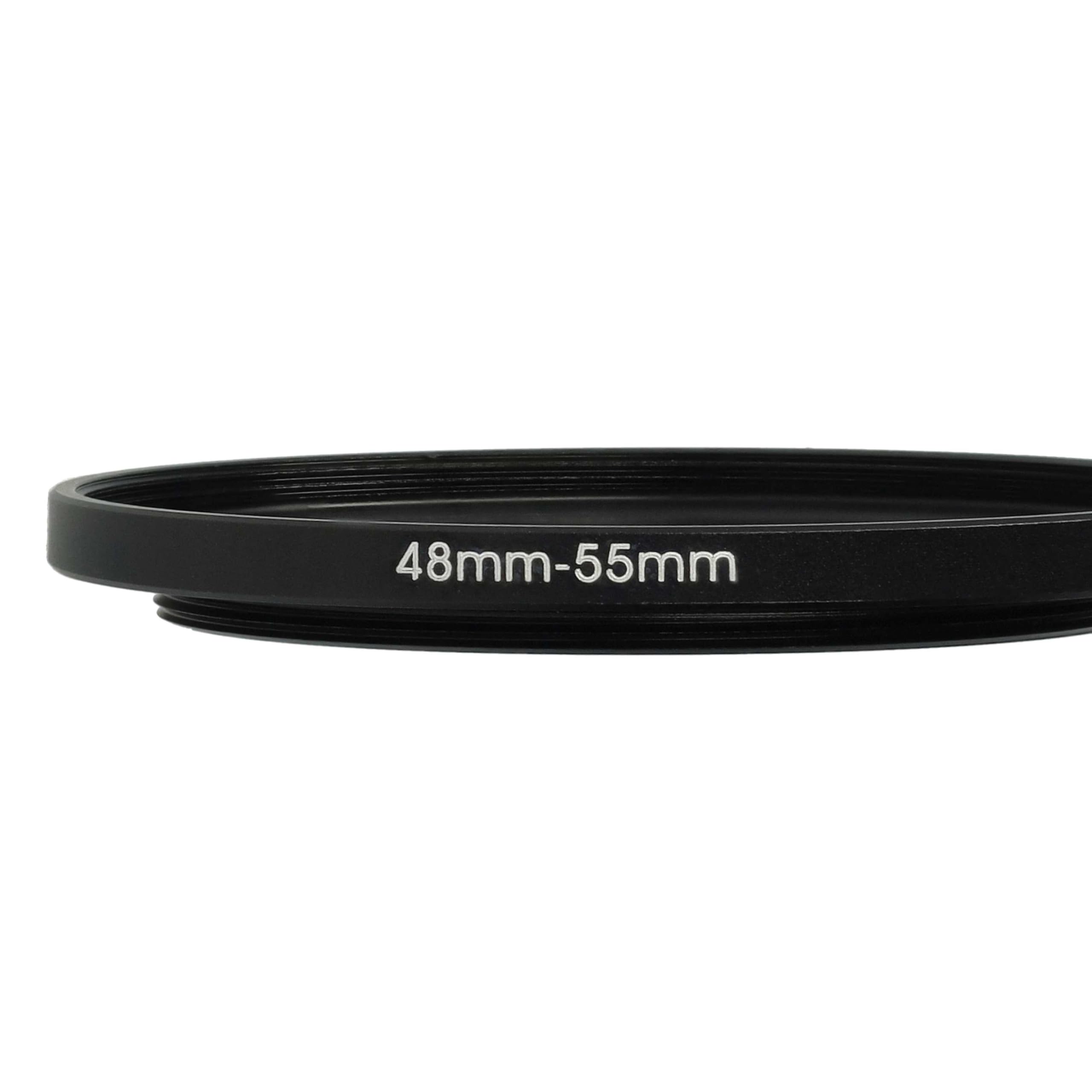 vhbw Bague d'adaptation de Filtre Step-Up de 48 mm vers 55 mm pour Objectif d'appareil Photo - Adaptateur, métal, Noir