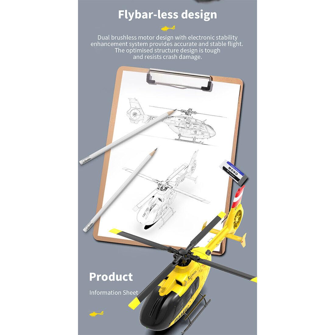 Helikopter RC 1/36 dla dorosłych, F06 EC-135 zdalnie sterowany helikopter samolot 6 CH bezpośredni napęd bezszczotkowy samoloty RC wojskowy model śmigłowca bezlotkowego - wersja RTF