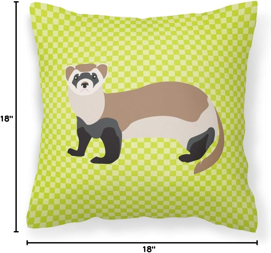 Caroline's Treasures BB7704PW1818 Ferret Green Fabric Decorative Pillow Machine Washable, Indoor Outdoor Decorative Pillow for Couch, Bed or Patio, 18Hx18W