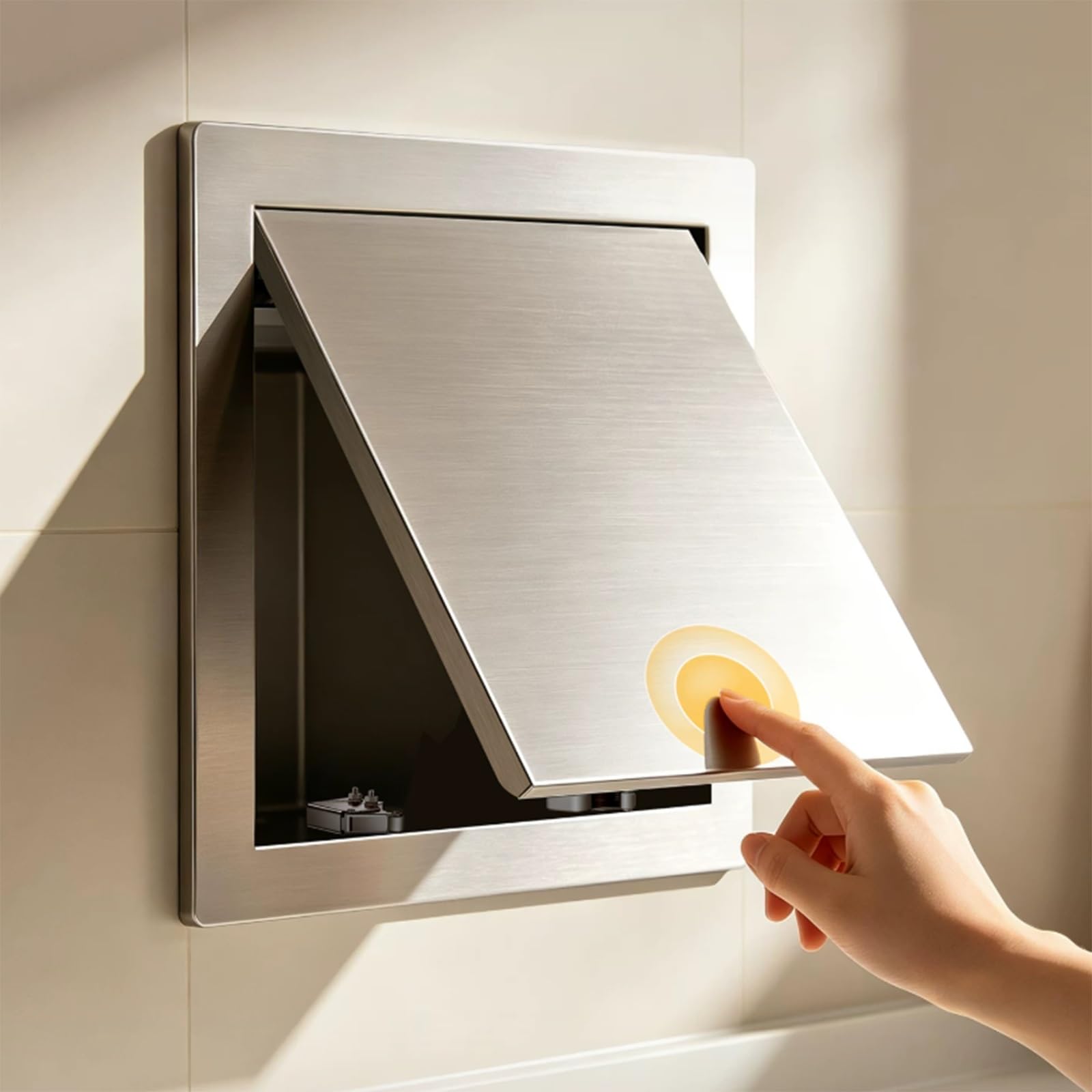 Couvrir un trou de plomberie avec la trappe de visite magnétique inox 14x14cm WDJBPSH