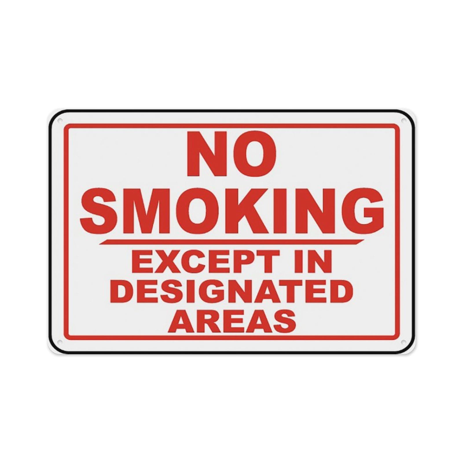 peiyeety No Smoking Except In Designated Areas Sign Aluminum Tin Warning Signs For Home Outdoor Garden 8X12 Inches