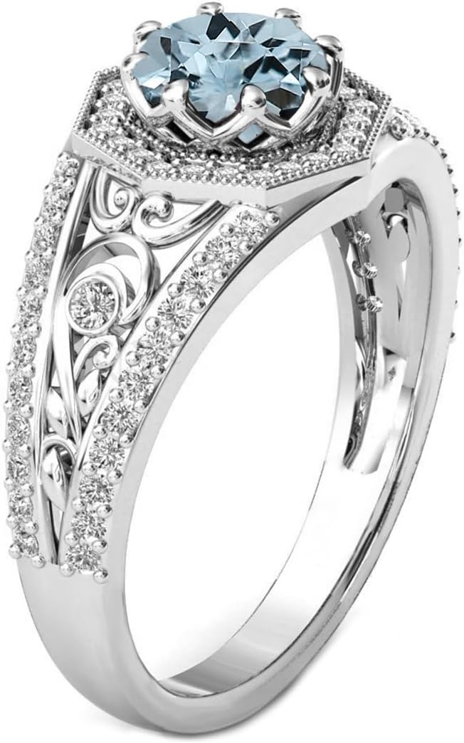 10K 14K 18K Gold Round Cut Gemstone Vintage Rings for Women 7MM(1.3CT) Gemstone and Moissanite Promise Statement Anniversary Ring for Her Size 4-15