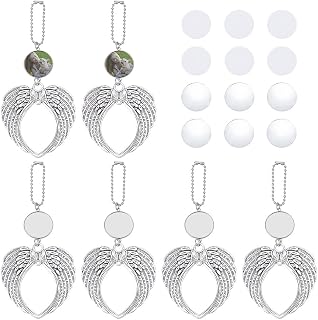 UNICRAFTALE 6 Sets Sublimation Trays Pendant Set Rhinestone Bezel Wing Pendant Trays Set Memorial Sublimation Blanks Bulk Angel Wings Keychain Making Kit for Car Hanging Ornaments