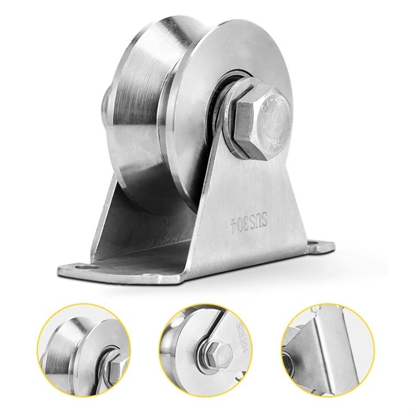 V-Nut-Laufrolle aus Edelstahl 304, Schiebetorräder, robuste Riemenscheibe, sanftes Rollen for V-Schiene, Rolltor for Einfahrt(2 in)