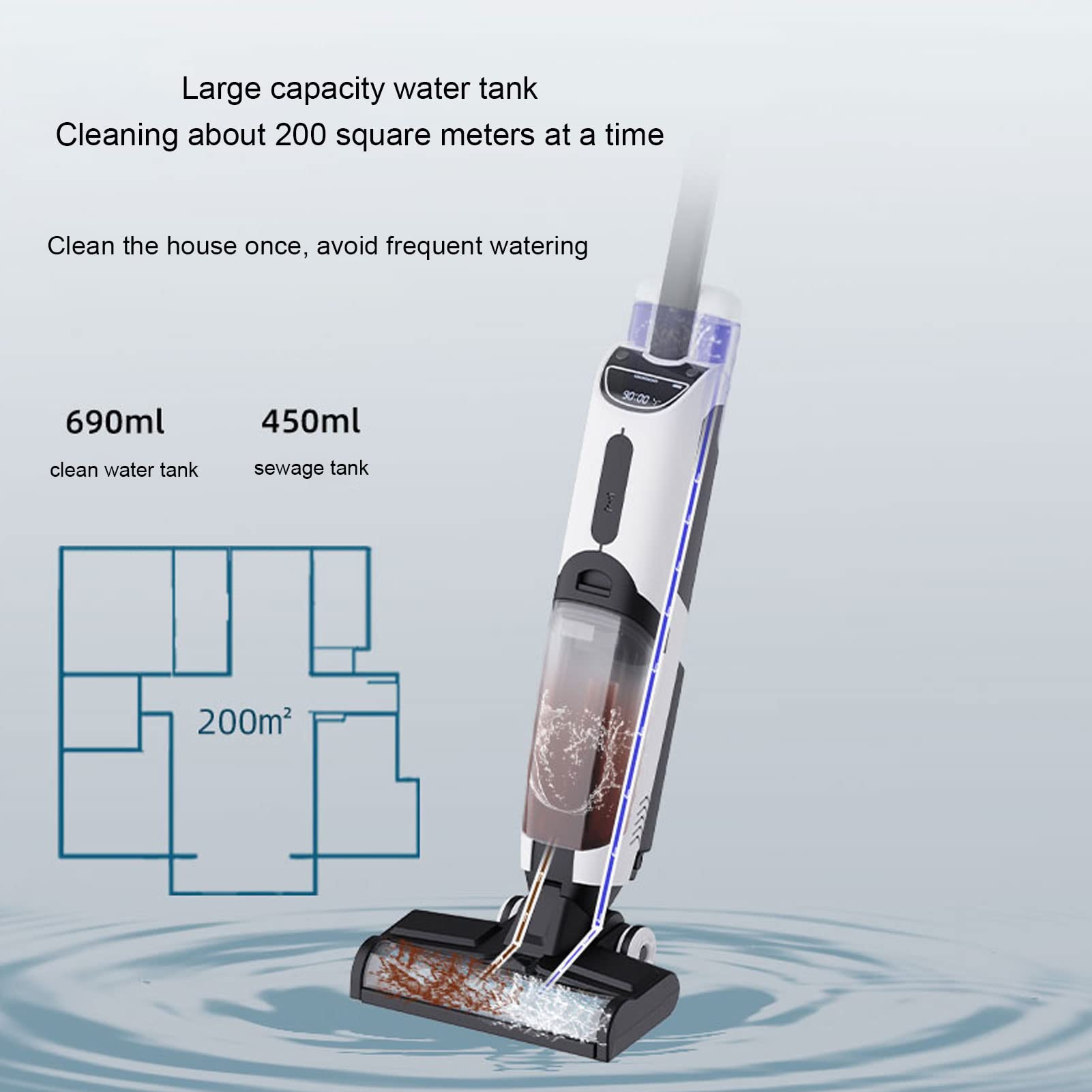 Trapeador eléctrico inalámbrico, máquina de limpieza con batería, máquina de limpieza inalámbrica para pisos de madera, suelos duros (enchufe de EE. UU.)