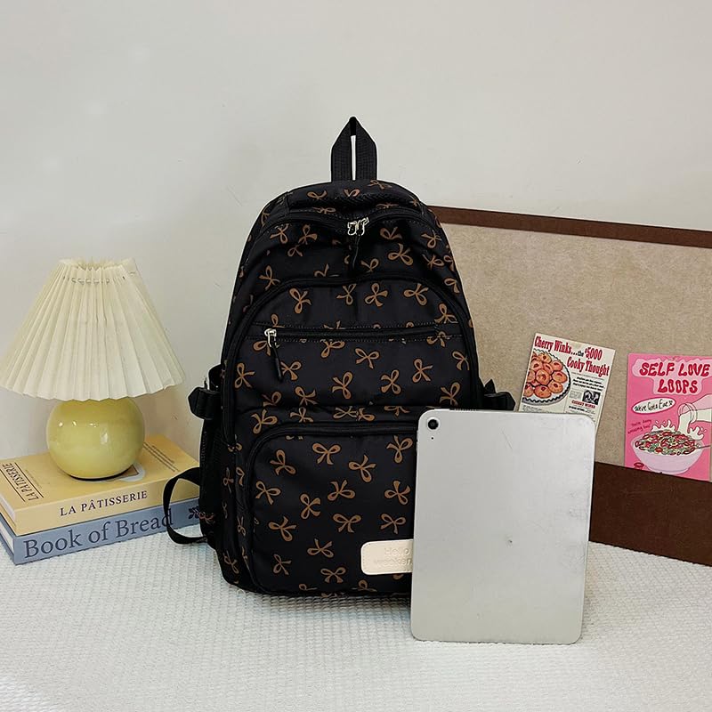 Cute Backpack With Lunch Box Teens Kawaii Bow Backpack (Black)4