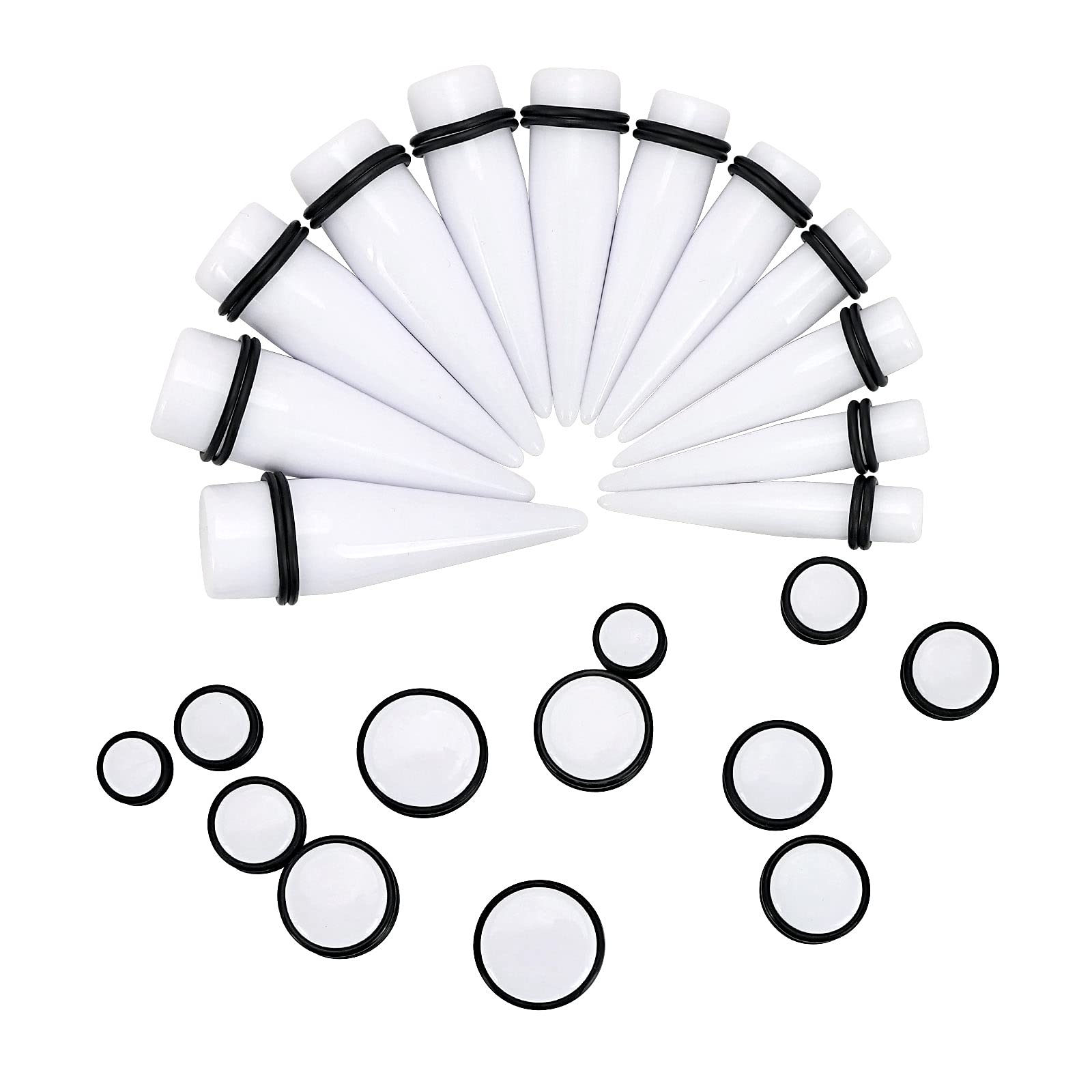 YOFANST 14G-00G 00G-13/16 Acrylic Ear Gauges Stretching Kit Crescent Shaped Spiral Buffalo Taper Plug Set