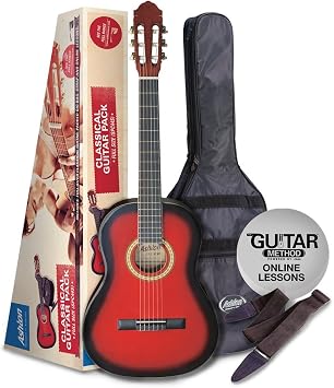 Ashton CG SPCG44TRB Full Size Classical Guitar - Transparent Red Burst