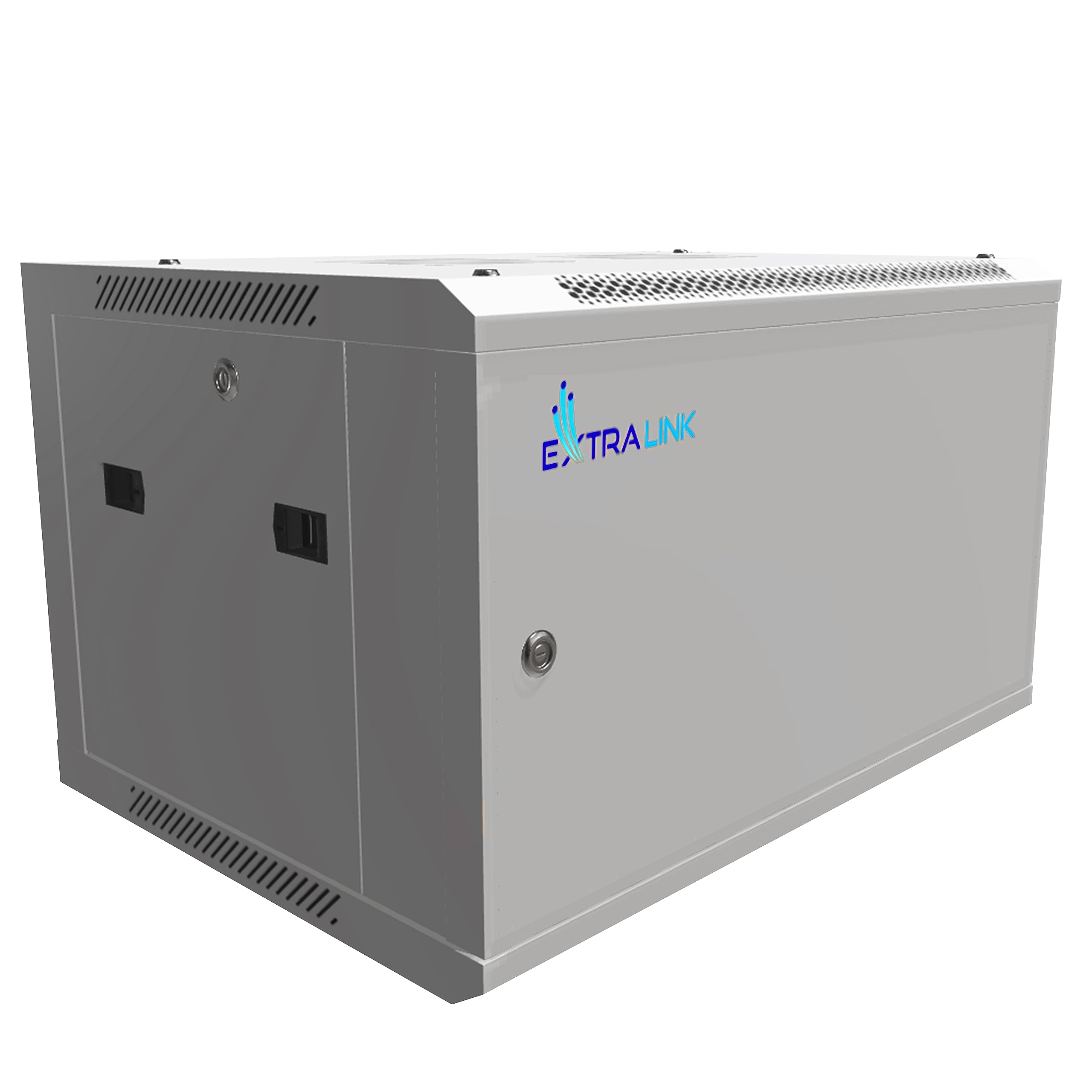 Extralink Armario Rack de 19" 6U - Armario de Red de 450mm, para Montaje en Pared o Suelo, hasta 60 kg, Puerta de Metal, Apertura de 180° Gris - para Red doméstica y Equipos informáticos