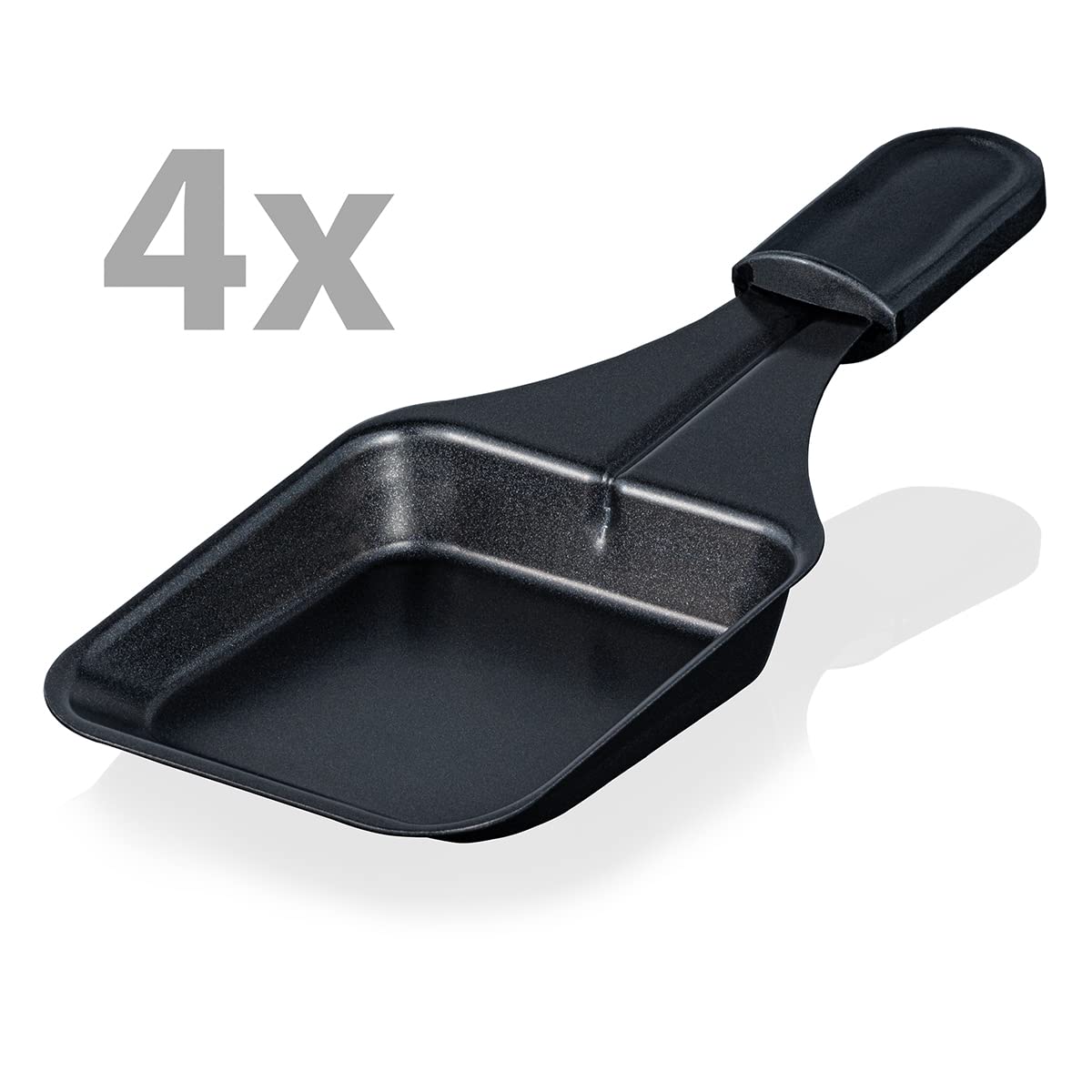 Cloer 6454 Raclettegrill mit Aluminium-Druckguss Platte, 750 W, 4 antihaftbeschichtete Raclettepfännchen, Kunststoffspachtel, unbeheizter Parkplatz, Aluminium