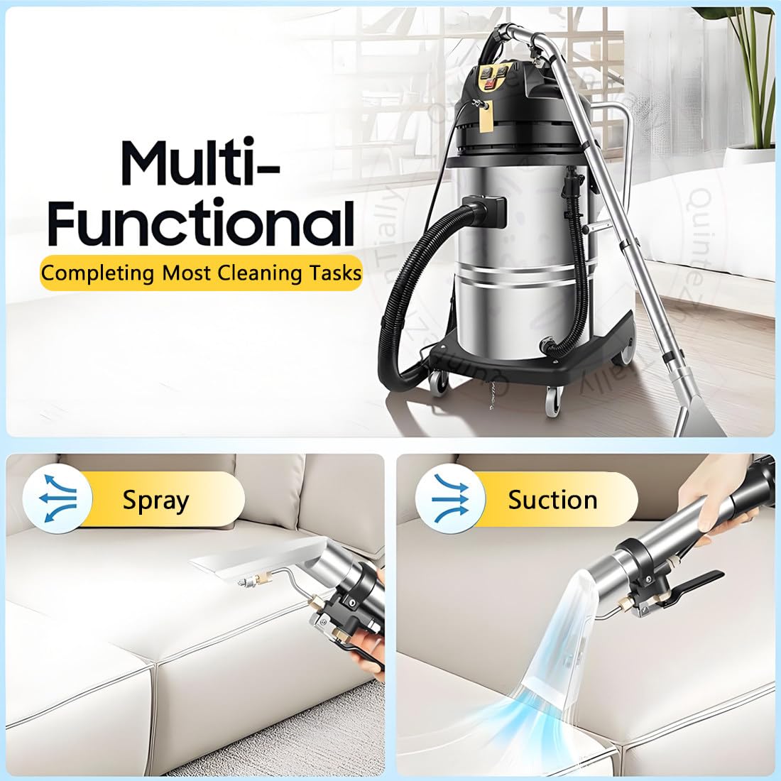 Máquina Portátil Limpieza Profunda 1034w,Máquina Limpieza Alfombras Comercial,Aspiradora Seco Húmedo con 2 Depósitos Agua Independientes,para Alfombras,Suelos,Sofás Cortinas 20L