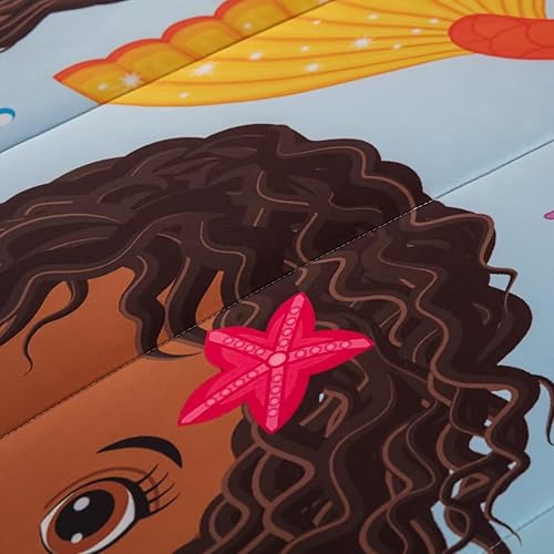 Miniatura 6 de Juego de edredón de sirena de tamaño matrimonial, color negro, juego de ropa de cama para niñas y adolescentes, juego de edredón ultra suave y