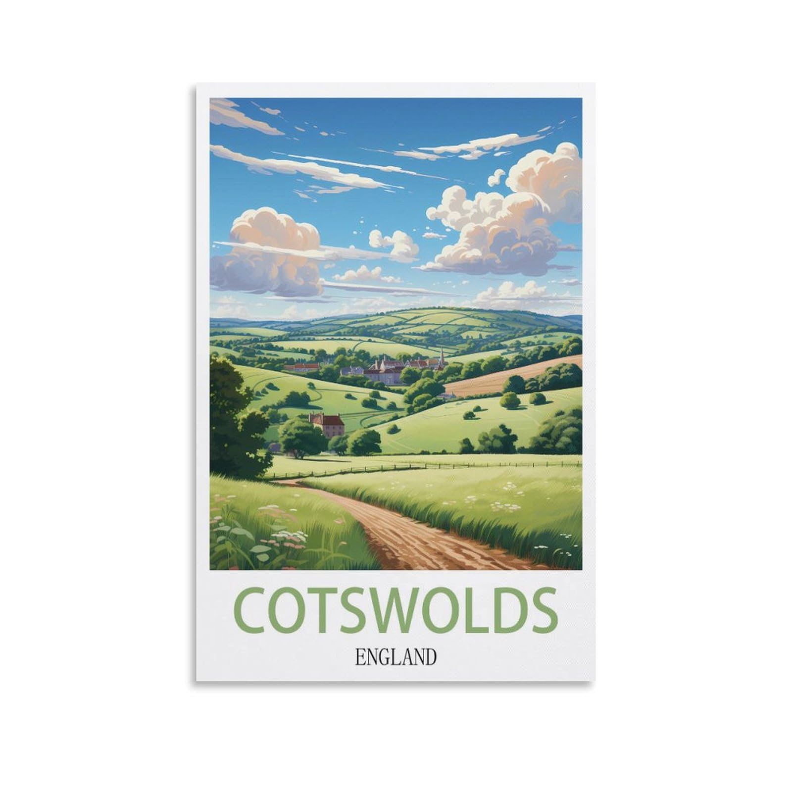 Vintage Metal Tin Signs,Cotswolds Englands,Vintage Metal Tin Sign Inspirational Retro Art Poster for Home Office, Cafe Bar Wall Decor 15x30cm