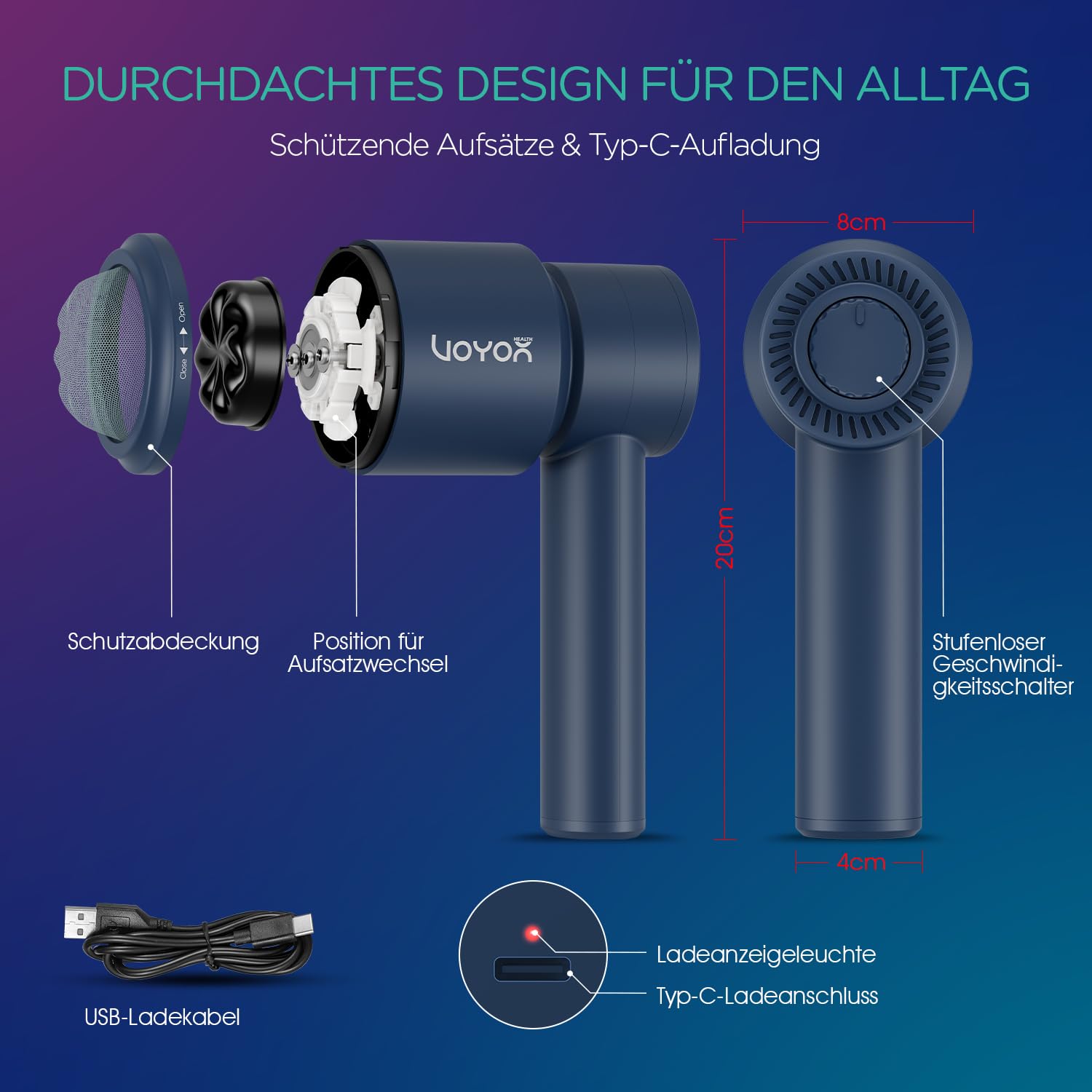 VOYOR-HEALTH Anti Cellulite Massagegerät Handgehaltenes Elektrisches