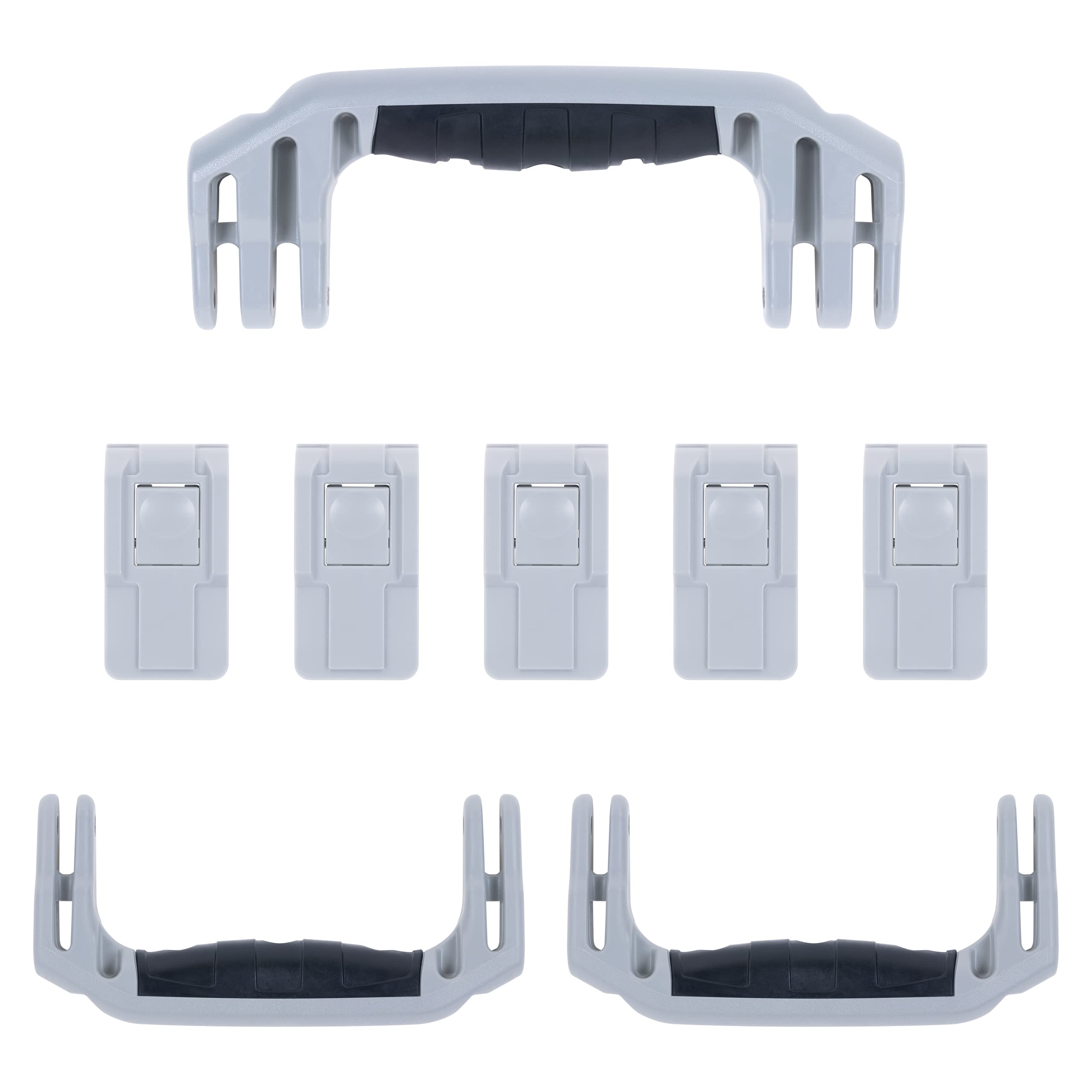 Pelican 1615 Replacement Handle & Latch Set by ColorCase - Silver Handles & Push Button Latches