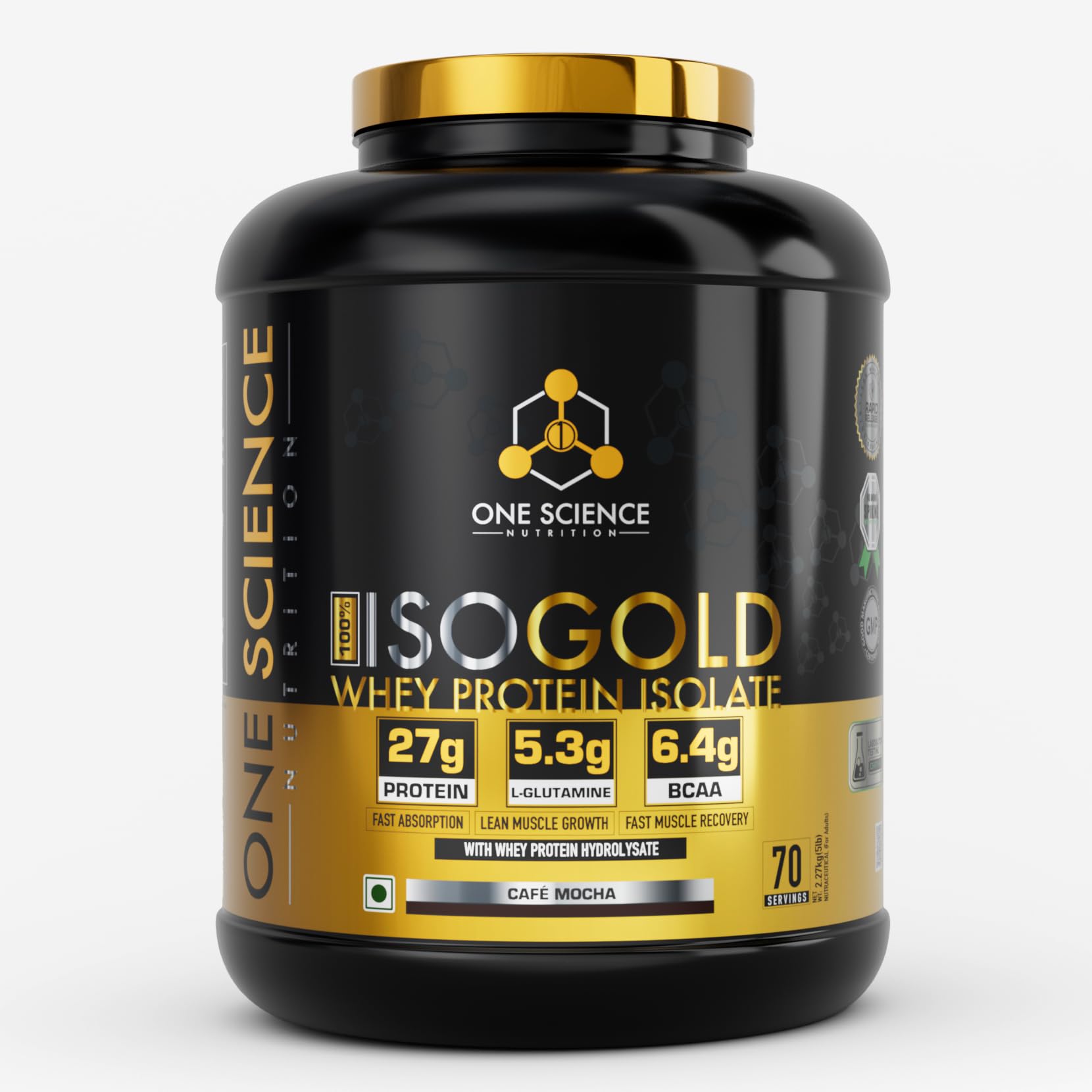 One Science Nutrition ISO Gold Whey Protein Isolate | 27g Protein, 5.3g L-Glutamine, 6.4g BCAA | Fast Absorption & Lean Muscle Support - 70 Servings (5lbs, Alphonso Mango) — Amazon image 13