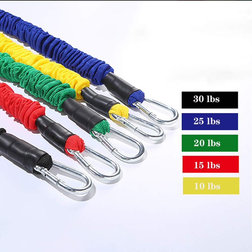 Resistance Bands Wiederstands Bänder Fitnessband Set mit 5 Gummiband Tubes, 2 Griffe, Türanker und 2 Fußschlaufen für Trainings Yoga Sport Pilates