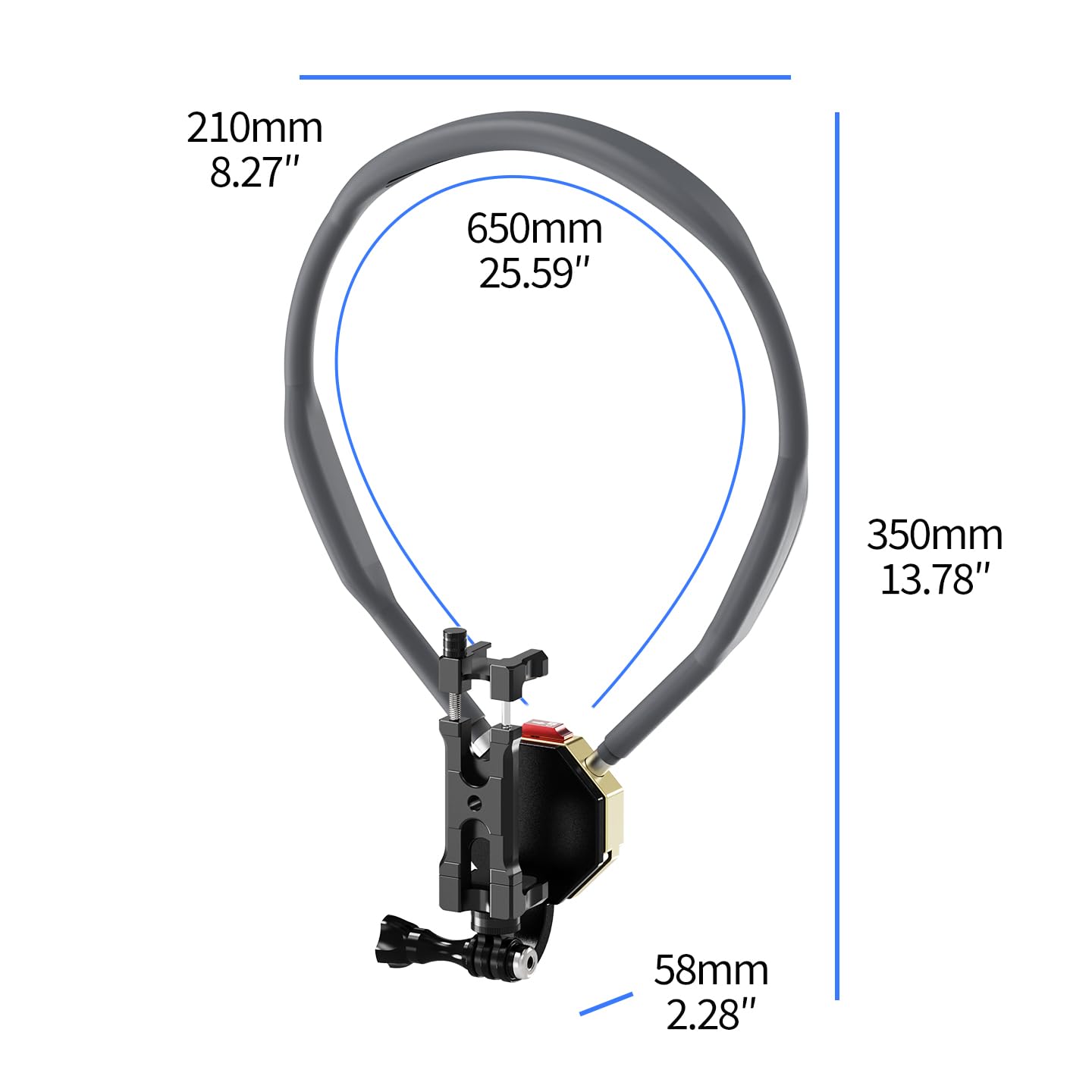 Soporte magnético ajustable de liberación rápida para el cuello con agujero de 1/4 pulgadas compatible con cámara de acción OSMO 360/GO 3S (tipo C, dorado)