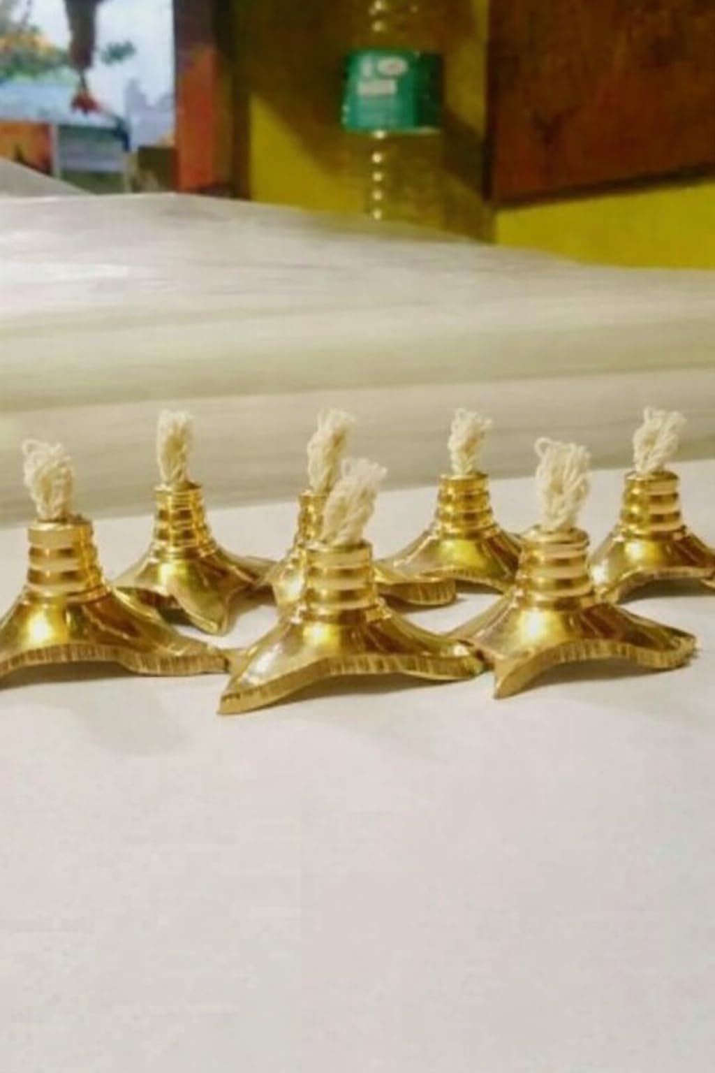 Brass Wick Holder for All Types of Brass Diya & Lamps | Set of 6 Small Brass Table Diya Thiri Holder Set (Pack of 6, Size 1 inch)-image-45