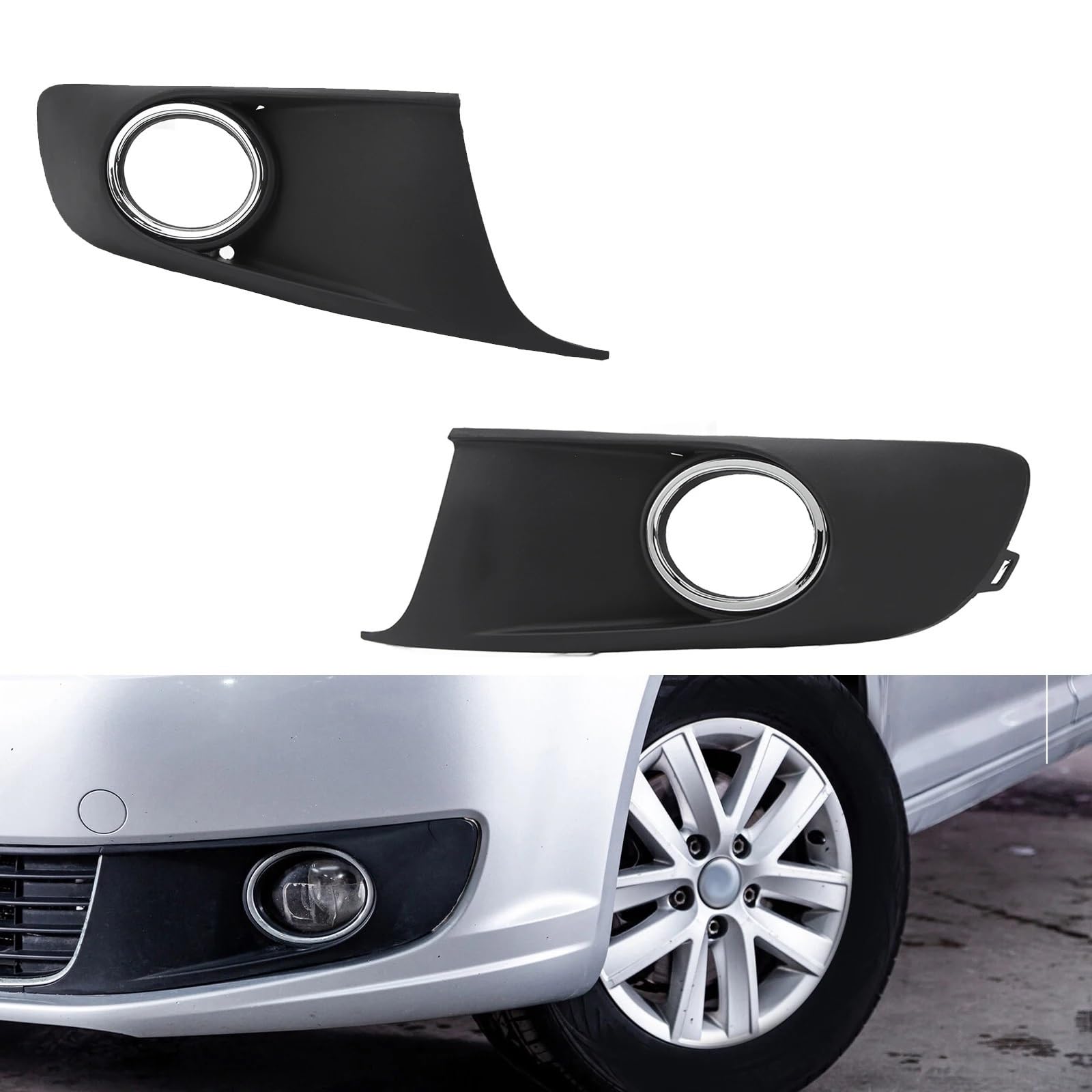 VAAKLM Nebelscheinwerfergitter Für VW Touran & Caddy 2010-2015 | Schwarz ABS