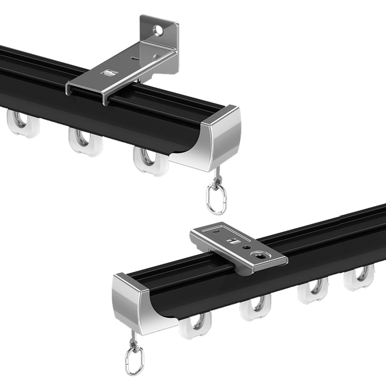 Rail à Rideaux Robuste en Aluminium, tringles à Rideaux avec roulettes silencieuses, Montage Mural ou au Plafond, pour cloison de séparation, Rideau de Douche, Baies vitrées, Camping-Car (n