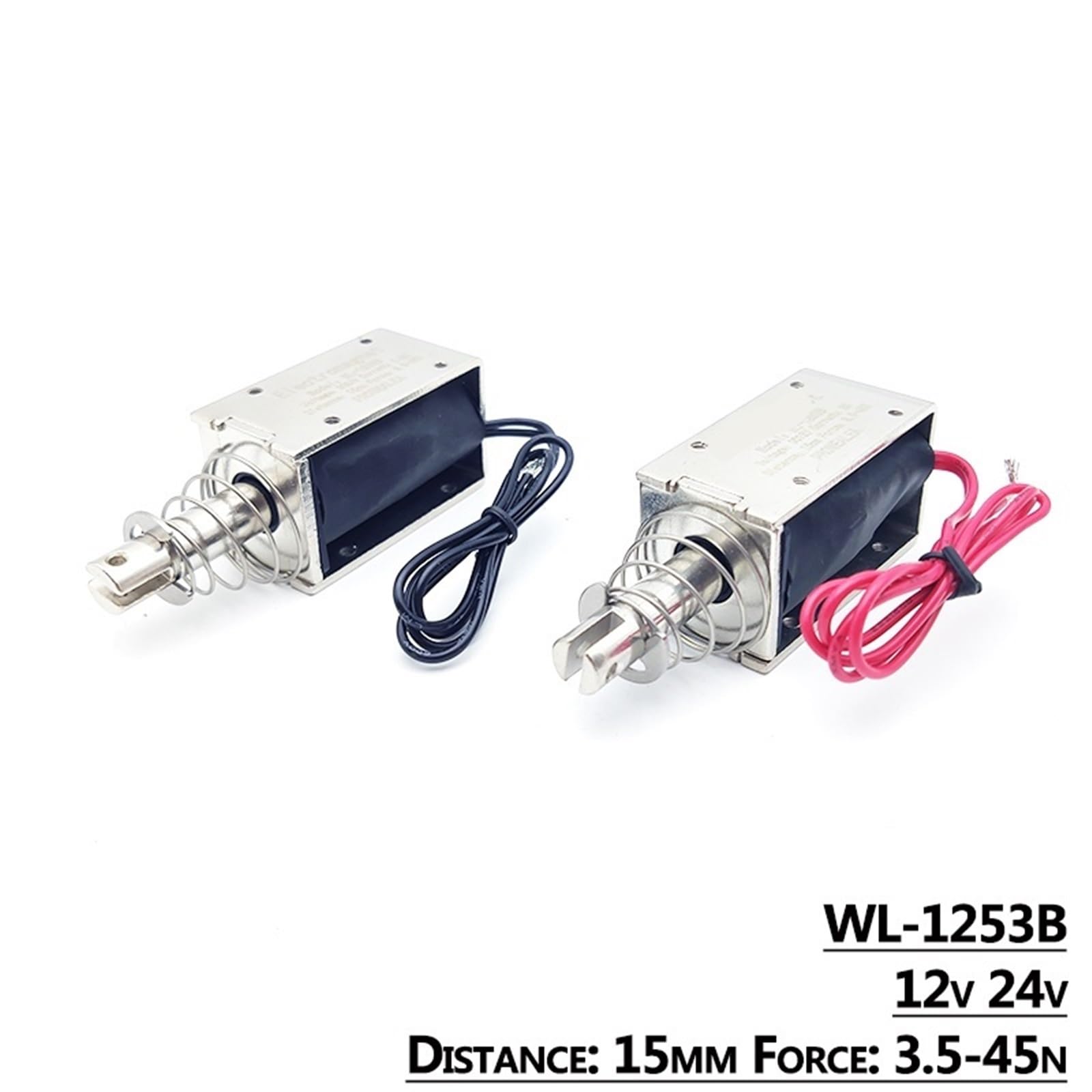 Solenoide elettromagnete Push Pull tipo WL-1253B 12V 24V forza di spinta 3.5-45N 15mm telaio aperto magnete elettrico lineare 1 pezzi(24V)