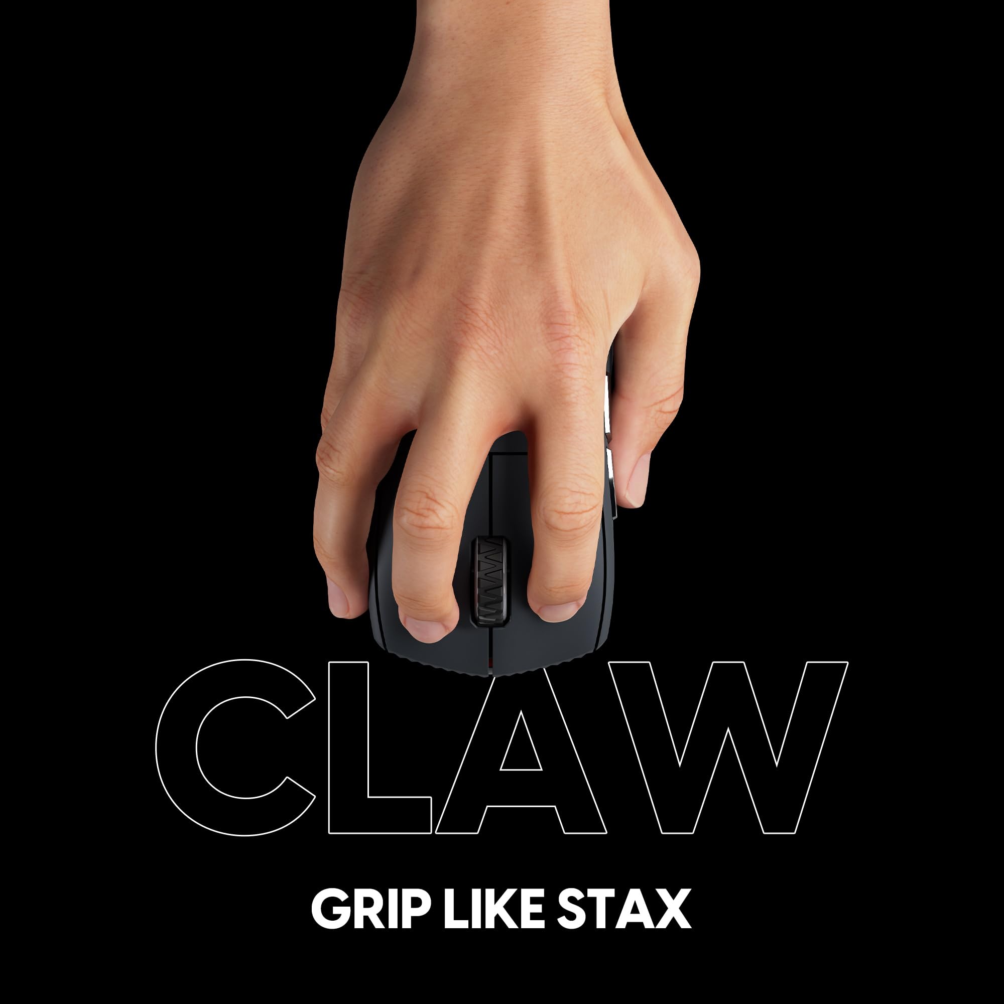 Pulsar Gaming Gears Pro STA-X Ratón Gaming, Mediano, Negro Stealth | Ligero 2.11 oz (60g), Simétrico, Laterales planos, Joroba central, Agarre Palm/Claw relajado, XS-1, 32K DPI, 8K