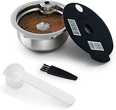 RECAFIMIL Dosettes Tassi-mo réutilisables - 220 ml - En acier inoxydable - Avec couvercle en silicone noir - Compatible avec la machine Bosch Tas-simo