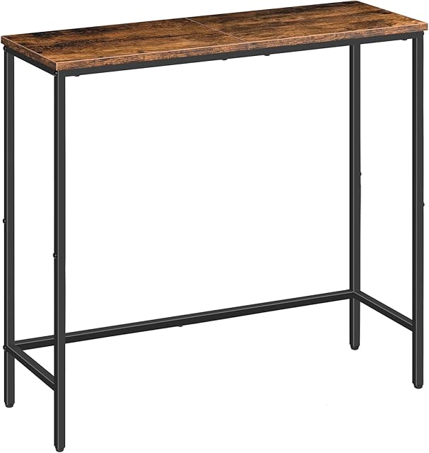 HOOBRO Console Table, Narrow Console Table for Hallway, Metal Frame, Industrial Compact Display Table, Sofa Table for Small Spaces, Entryway, Living Room, Sturdy, Rustic Brown EBF75XG01