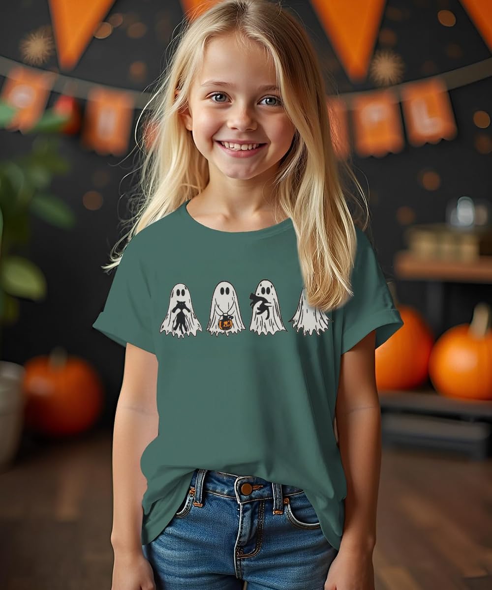 Toddler Halloween Ghost Cat Tshirt Baby Boy Girl Black Cat Graphic Tees Short Sleeve Spooky Season Tops Kids - Image 3