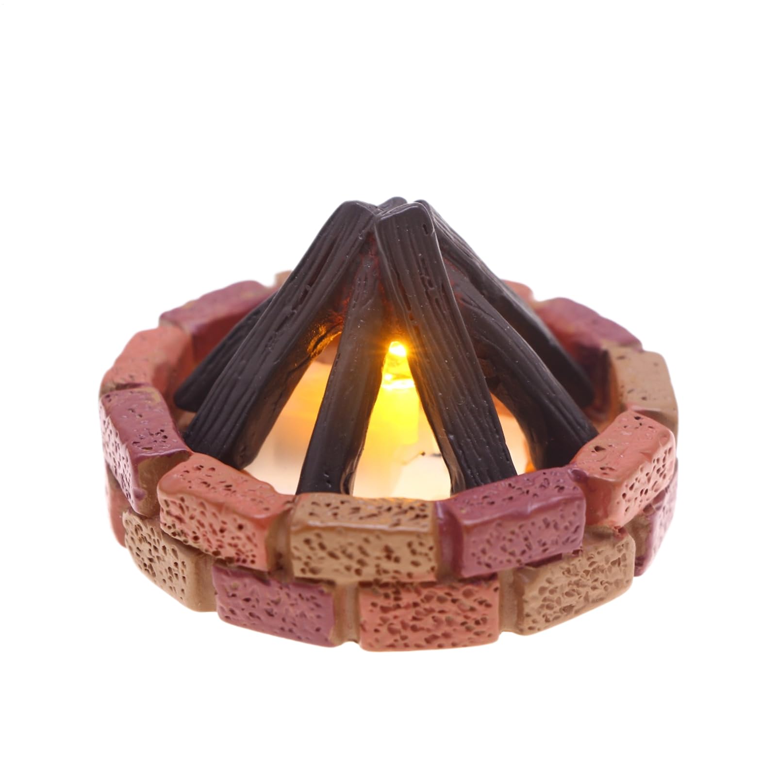 LED Miniature Campfire Light | Doll House Decoration with Brick Base and Wood Logs | Electric LED Night Light Campfire | for Outdoor Scene Prop Doll Furniture