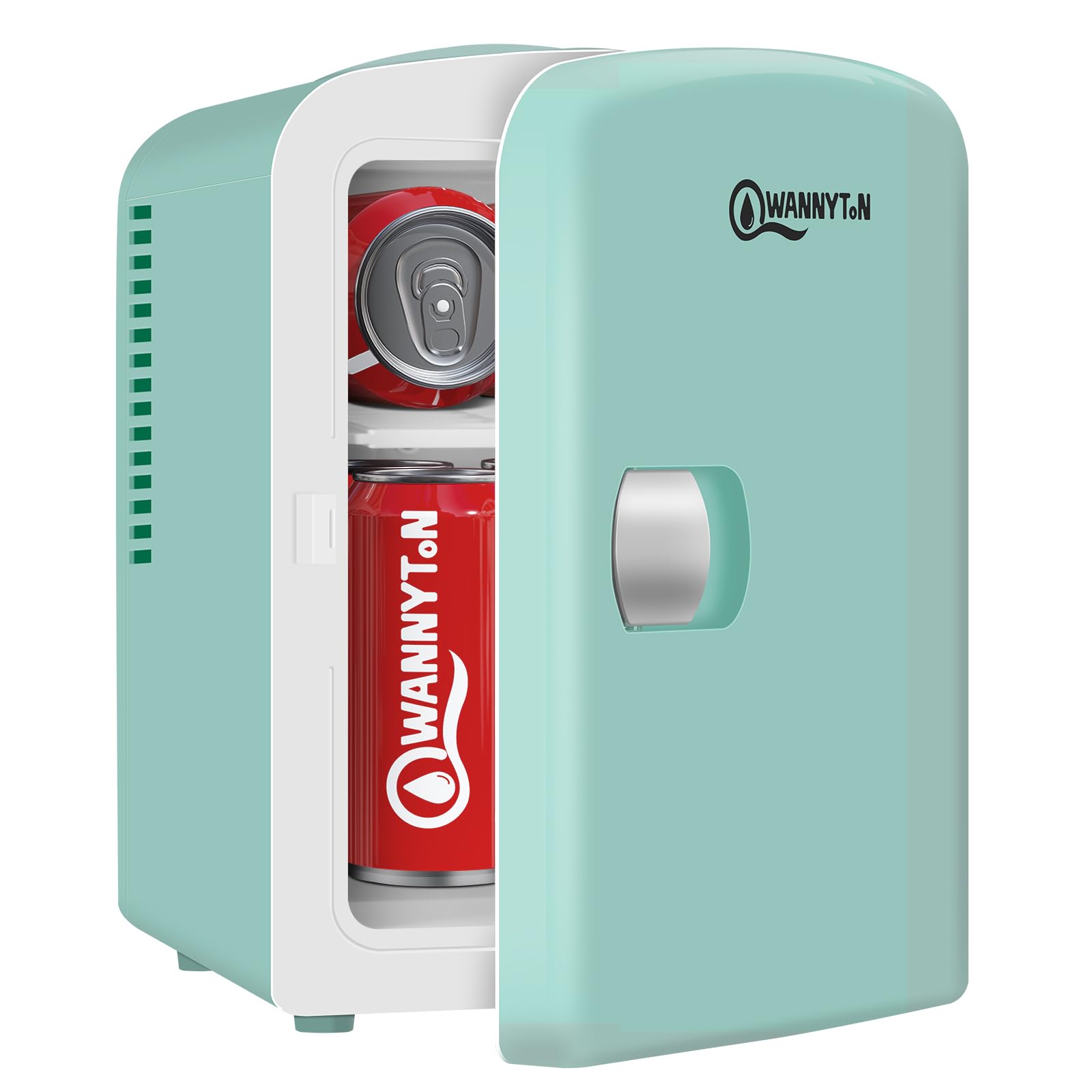 WANNYTON Mini Nevera 4L, Nevera Pequeña Portátil, Mini Nevera Portátil, Mini Frigorifico Función Enfriamiento/Calentamiento, con Cable CA 220V/ CC 12V para Coche, Oficina y Dormitorio (Verde)