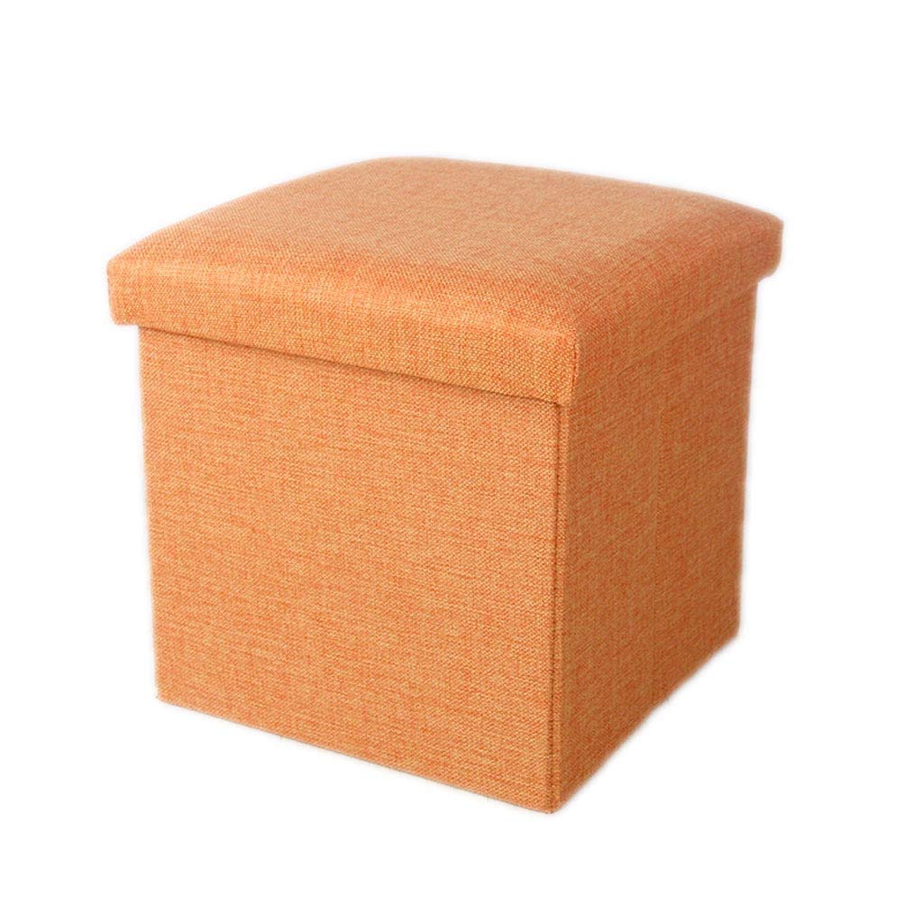 Banc à chaussures orange boîte rangement et tabouret pouf polyvalent