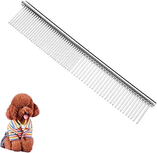 1 x Pet Comb with Rounded Teeth, Stainless Steel Dog Comb for Removing Tangles and Knots, Pet Comb Brush Care Comb for Cats and Dogs (19 x 3.3 cm) product image