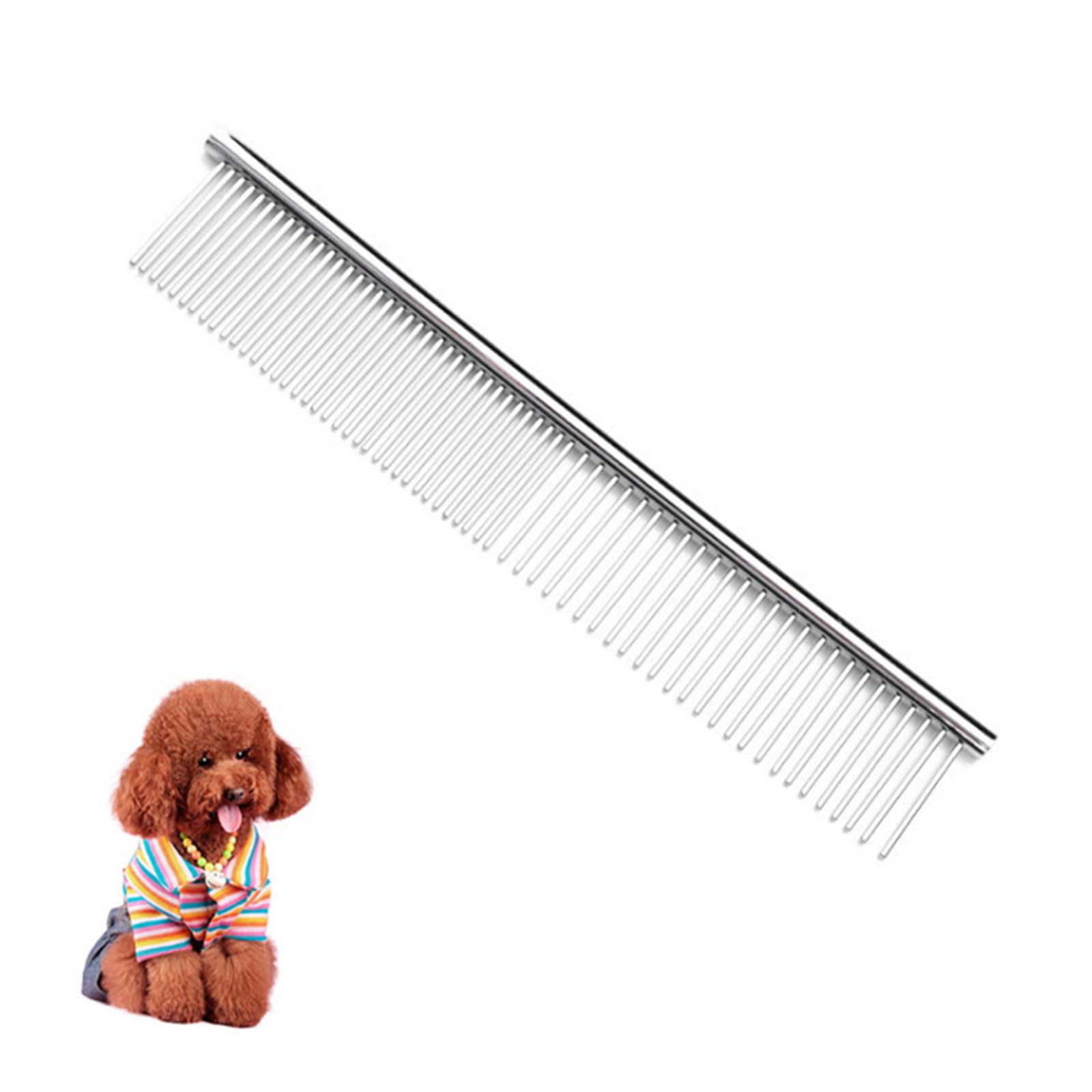 JDXun Peines para Perros Gatos, Grooming Peine para Perros, Mascotas Peine 19cm, Peine de Perros de Acero Inoxidable para Eliminar Nudos y Pelos Enredados