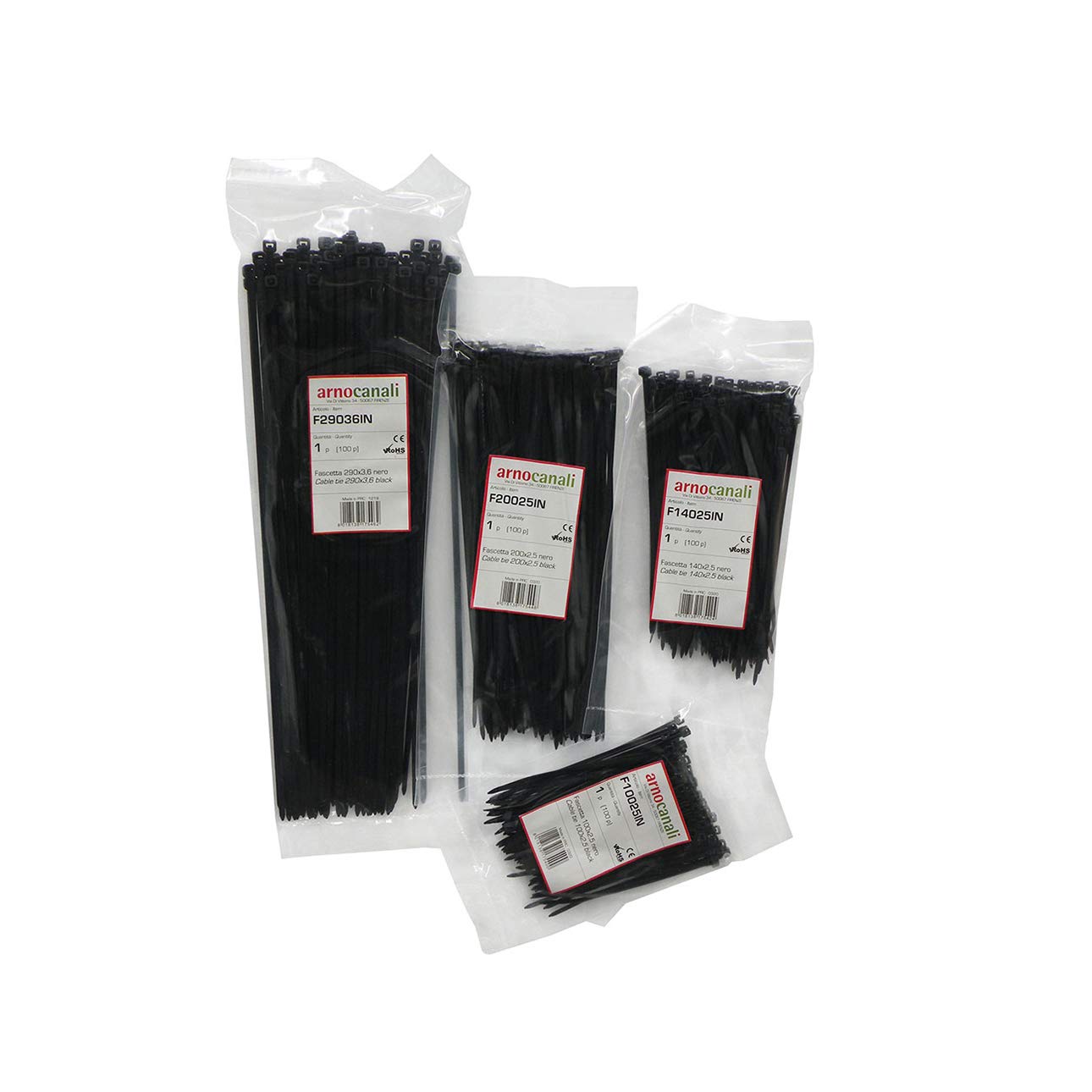 arnocanaliKIT700N Mixed Cable Clamps Kit, Black, 700 Pieces