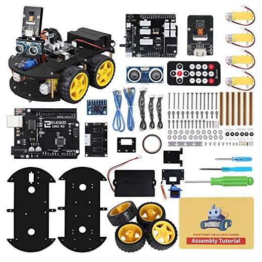 ELEGOO UNO R3 Kit de Coche Robot Inteligente V4.0 Compatible con Arduino IDE con Módulo de Seguimiento de Línea, Sensor Ultrasónico, Módulo IR, Kit Robótico Coche Educativo Stem para Niño, Adulto