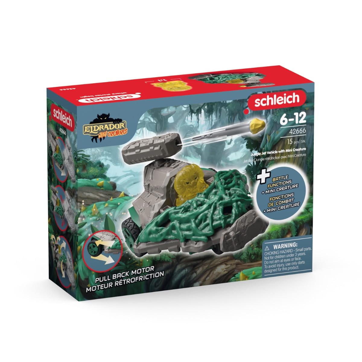 SCHLEICH 42666 Jungle Jet Vehicle with Mini Creature, from 7 years, ELDRADOR CREATURES - Playset, 15 pieces