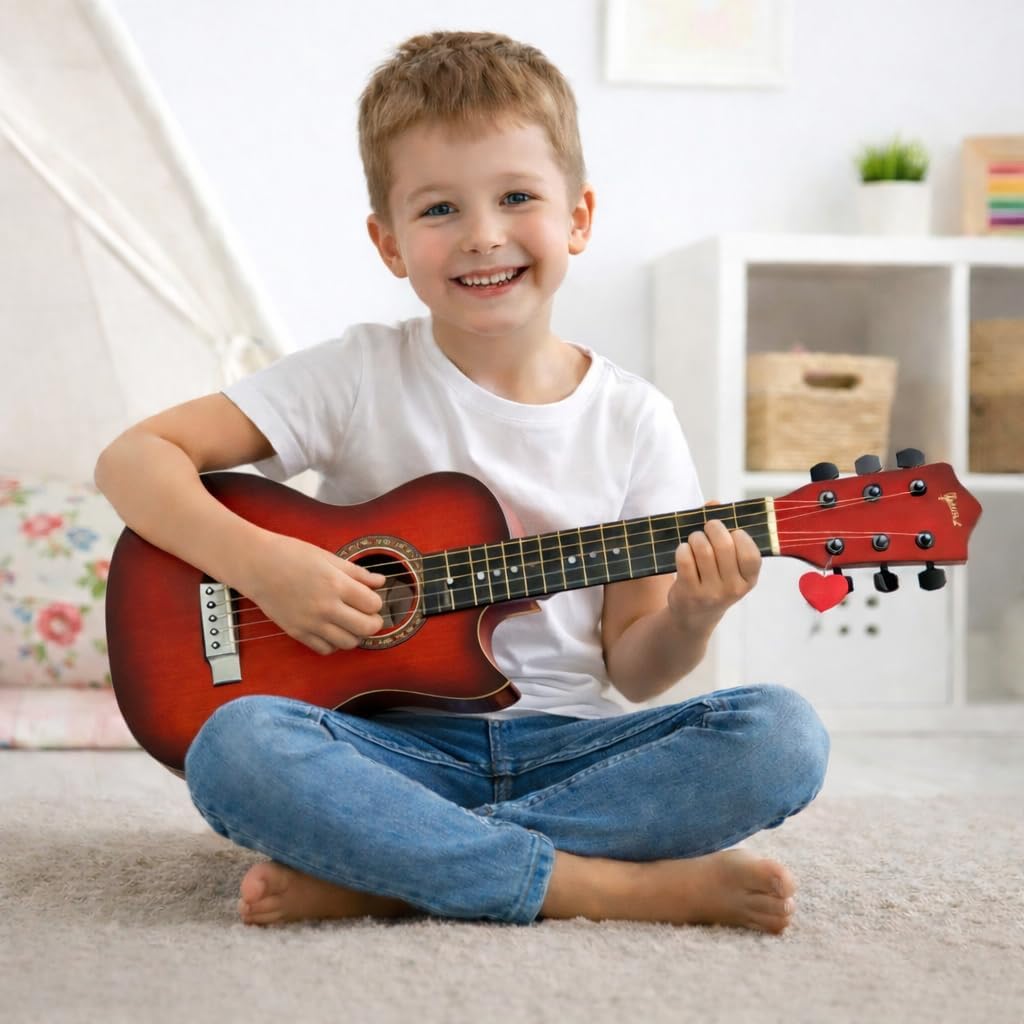23" Acoustic Guitar, Kids 6 String Toy Guitar - Realistic Steel Strings - Beginner Practice First Musical Instrument for Children, Toddlers (Mahogany) image 5