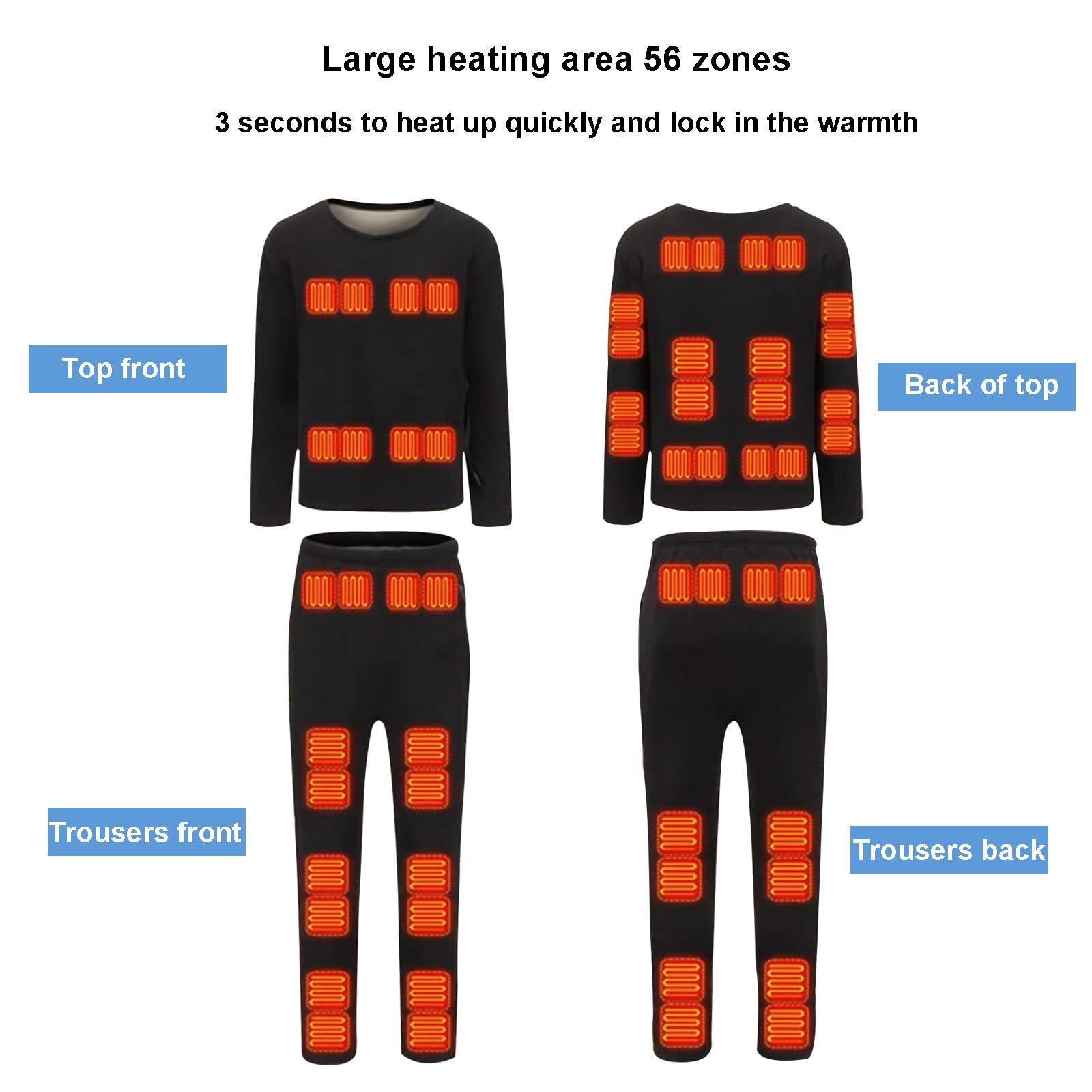 Conjunto De Ropa Interior Térmica con Calefacción De Invierno para Hombre Y Mujer Conjunto De Ropa Interior Térmica con Calefacción Inteligente De 56 Zonas en La Parte Superior E Inferior