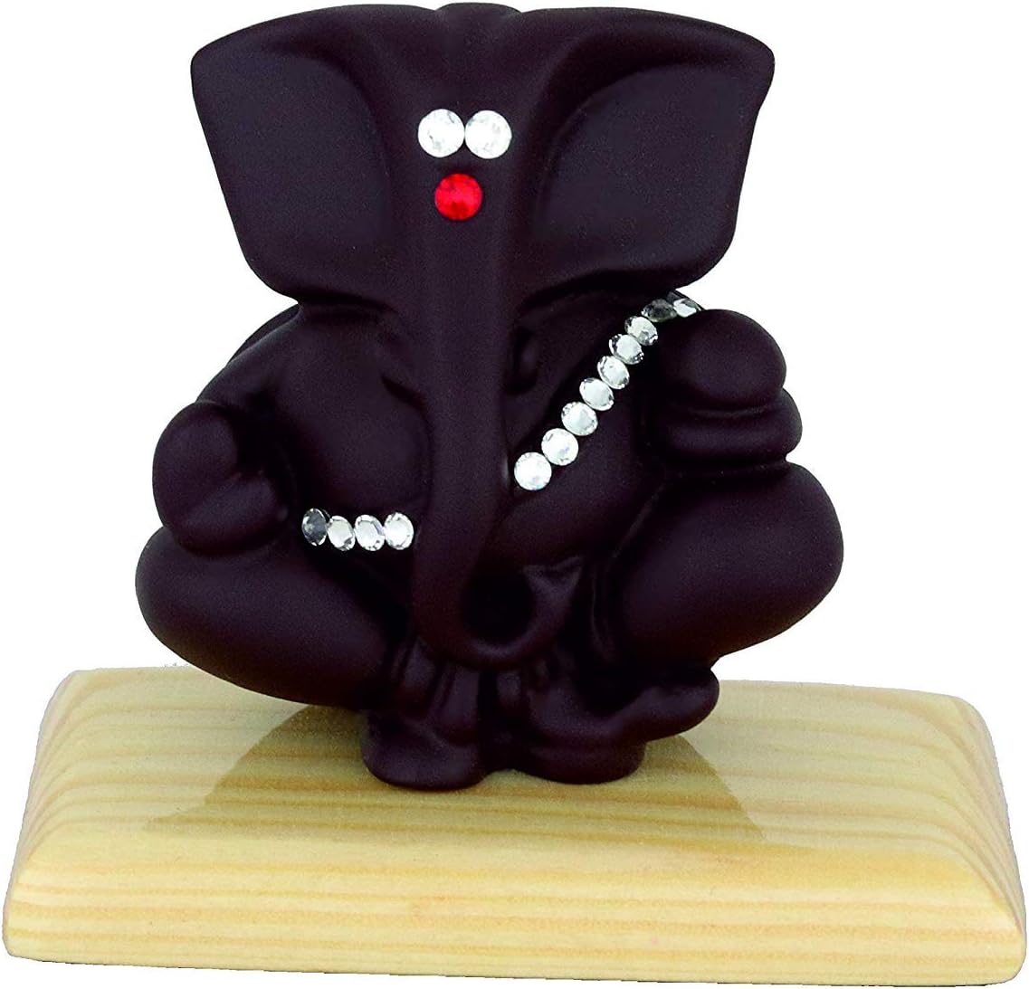 SN Handicrafts Swarovski Studded Car Ganesha - Terracotta Brown