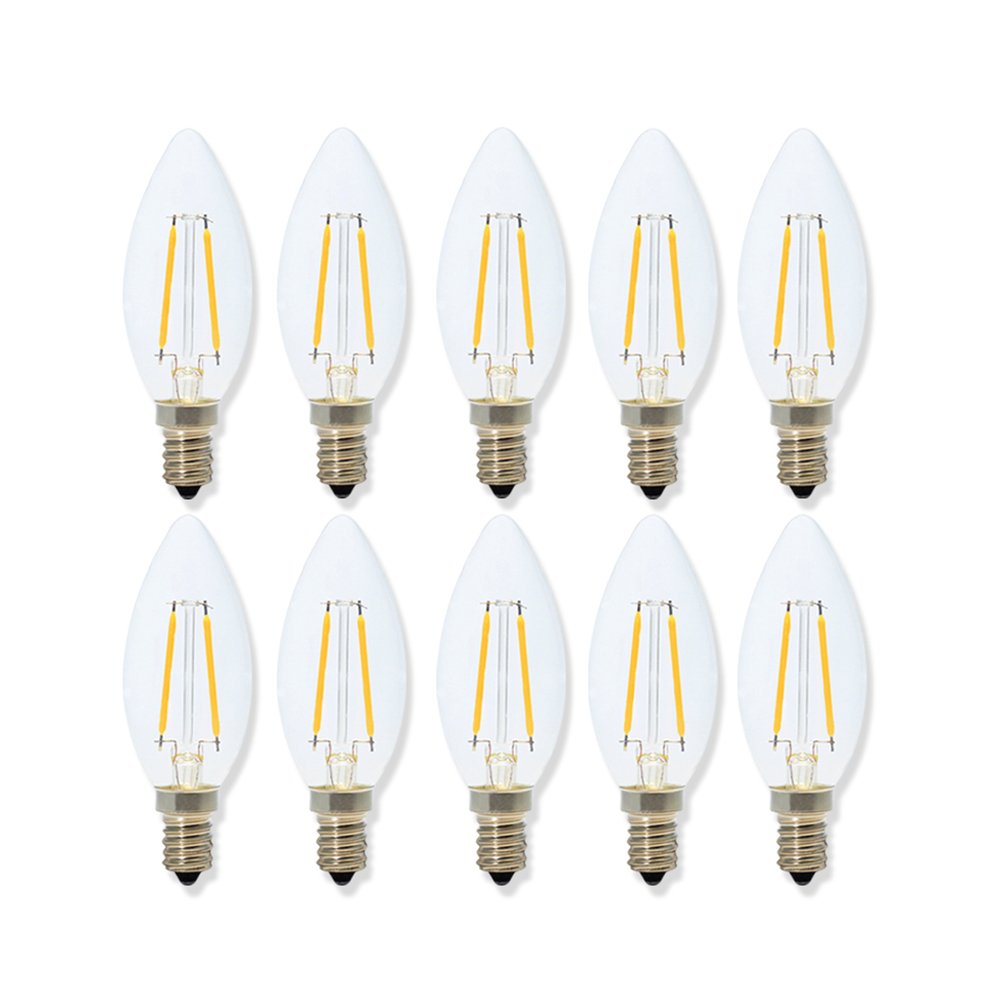 Bdayek One Color Led Bulbs E14 Led Edison Bulb 2W C35 Candle Warm White 2700K 360 Degree Beam Angle 10 Pack Equivalent To 20W Incandescent