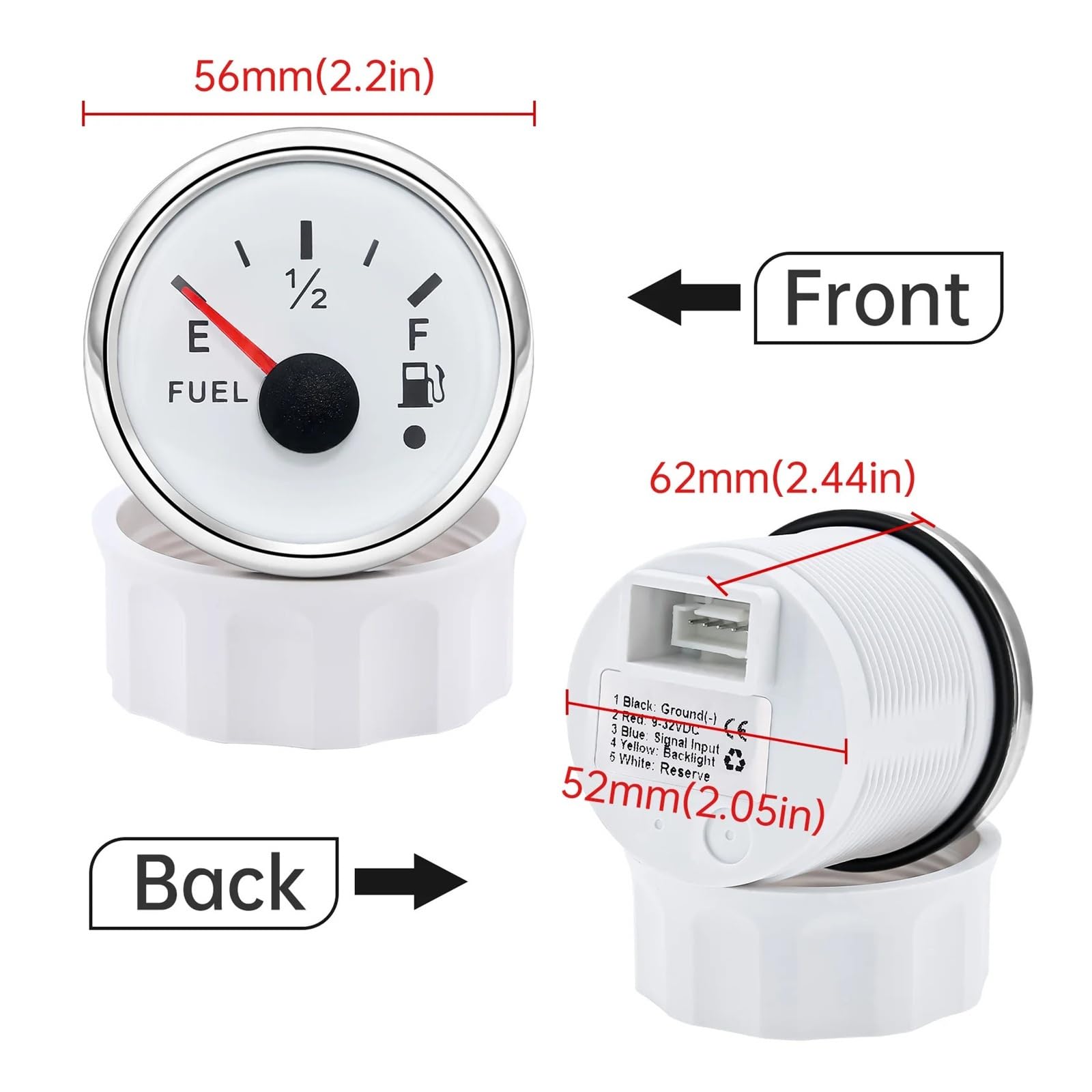 52mm wodoodporny IP67 wskaźnik poziomu paliwa łodzi samochodowej z alarmem 0-190 ohm czujnik poziomu paliwa wskaźnik zbiornika oleju Niezawodny zamiennik(300mm)