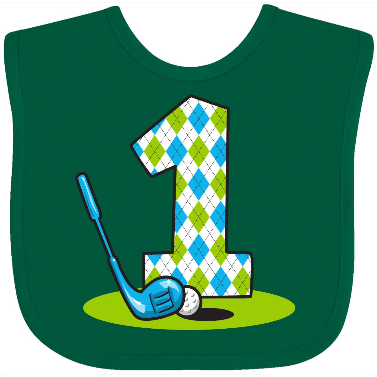 inktastic Argyle Golf 1st Birthday Baby Bib
